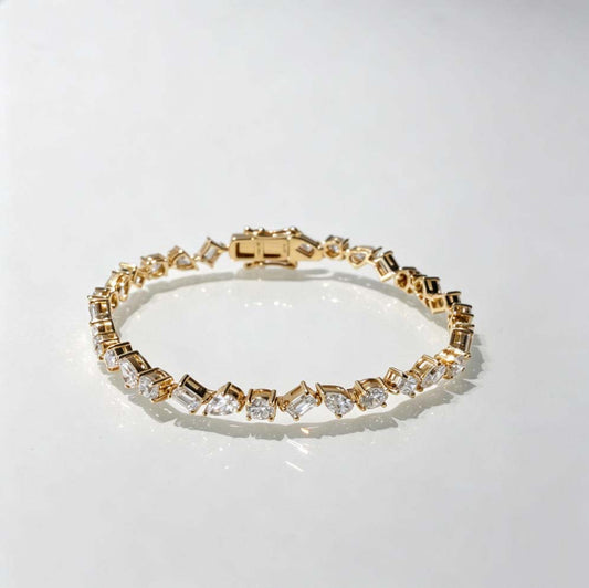 Mixed‑Cut Lab‑Grown Diamond Tennis Bracelet | 14K & 18K Yellow Gold
