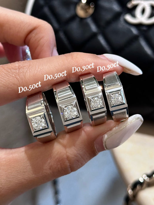 Bezel Set Round Lab Grown Diamond Men's Wedding Band | 0.3ct & 0.5ct Customizable |18K Solid Gold