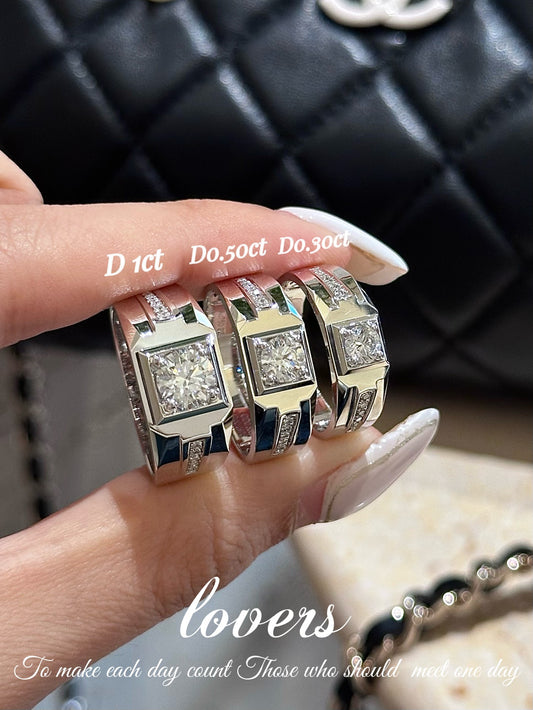18K Solid Gold Cushion Cut Lab Grown Diamond Men's Wedding Band | 3 Carat Options | Luxury Statement Ring