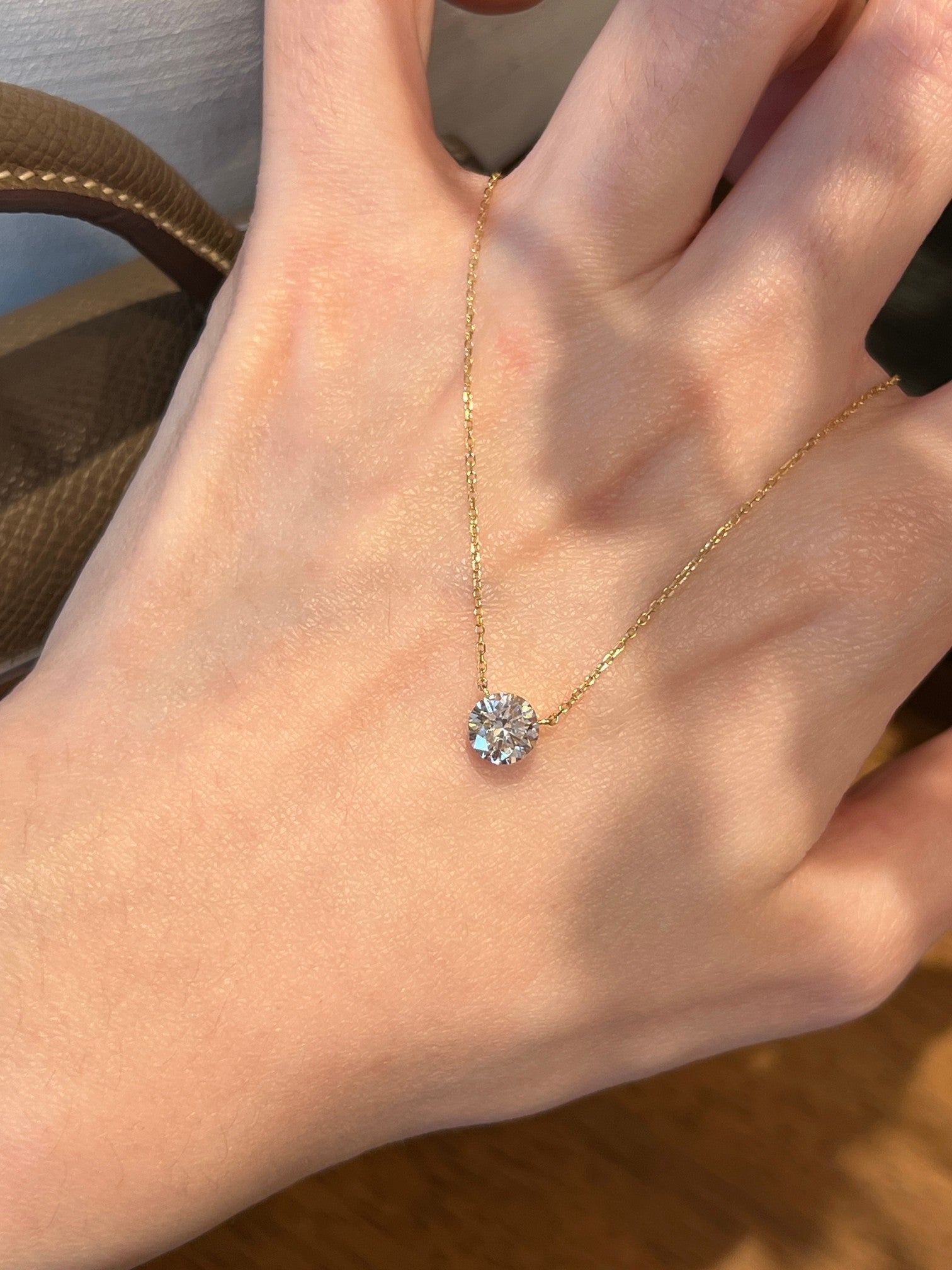 1 Carat Lab-Grown Diamond Floating Solitaire Necklace | 18K Gold