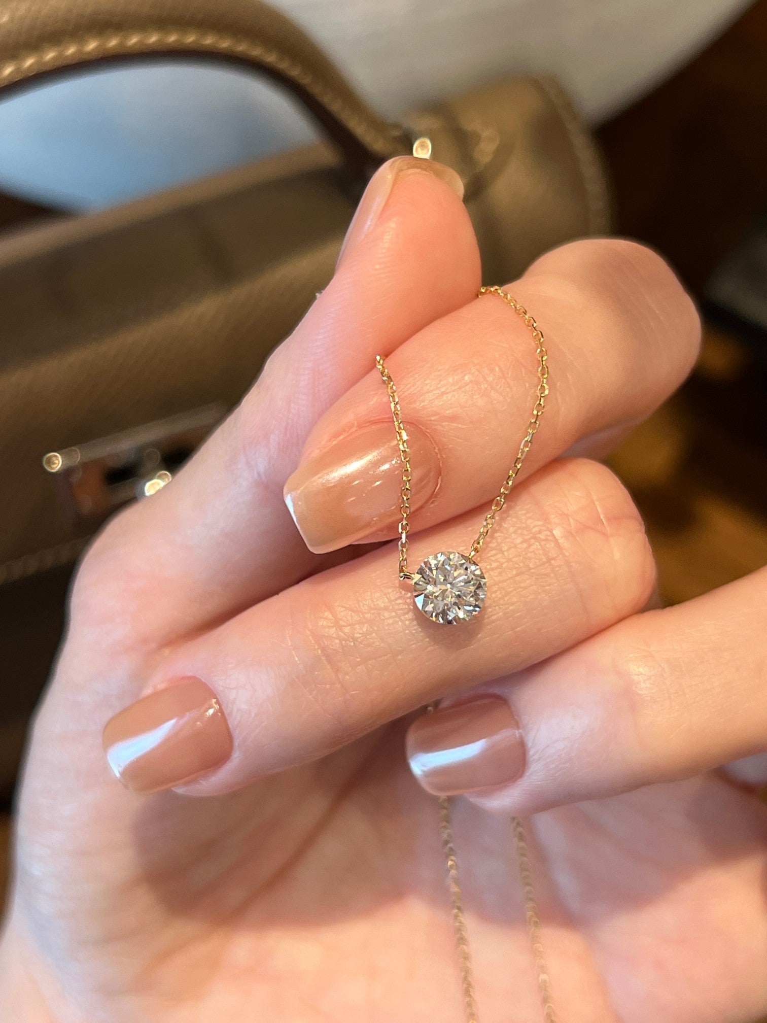 1 Carat Lab-Grown Diamond Floating Solitaire Necklace | 18K Gold