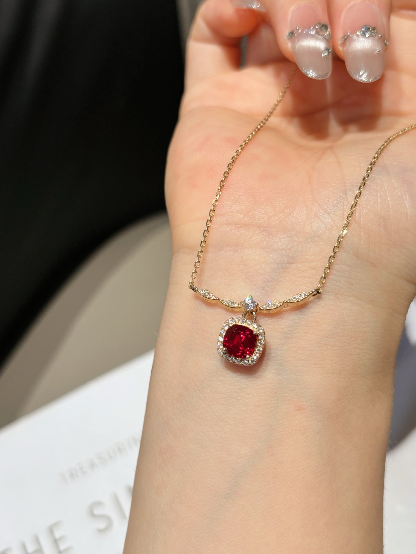 Lab Grown Ruby Cushion Cut Pendant Necklace | Everyday Elegance & Thoughtful Gifting | 18K Yellow Gold