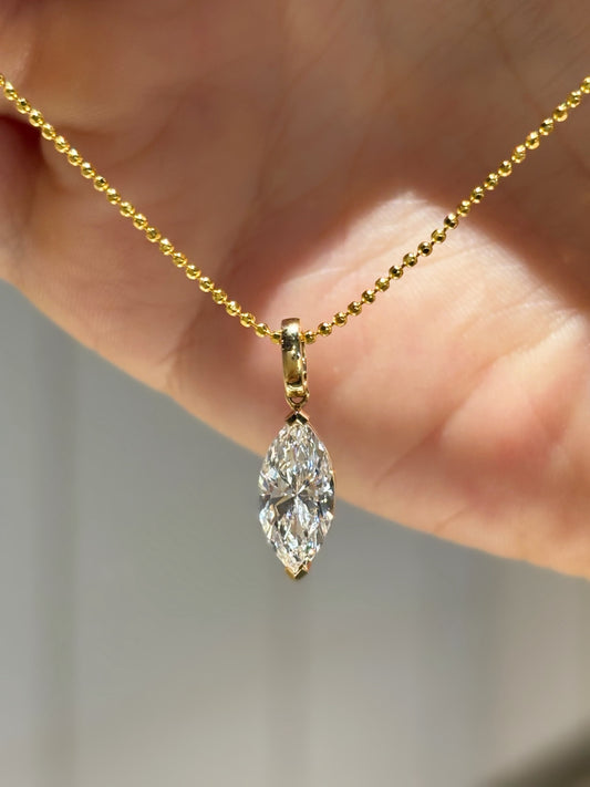 Marquise-Cut Lab-Grown Diamond Solitaire Pendant | 18K Gold