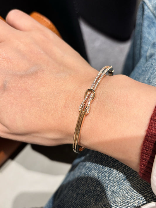 Lab Grown Diamond Knot Bangle| A Symbol of Eternal Love | 18K Rose Gold