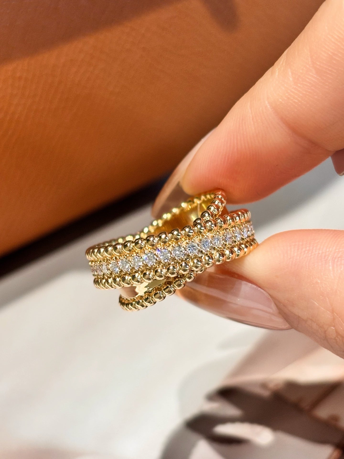 Lab Grown Diamond Twisted Beaded Ring | Textured Everyday Luxury | 18K Yellow Gold
