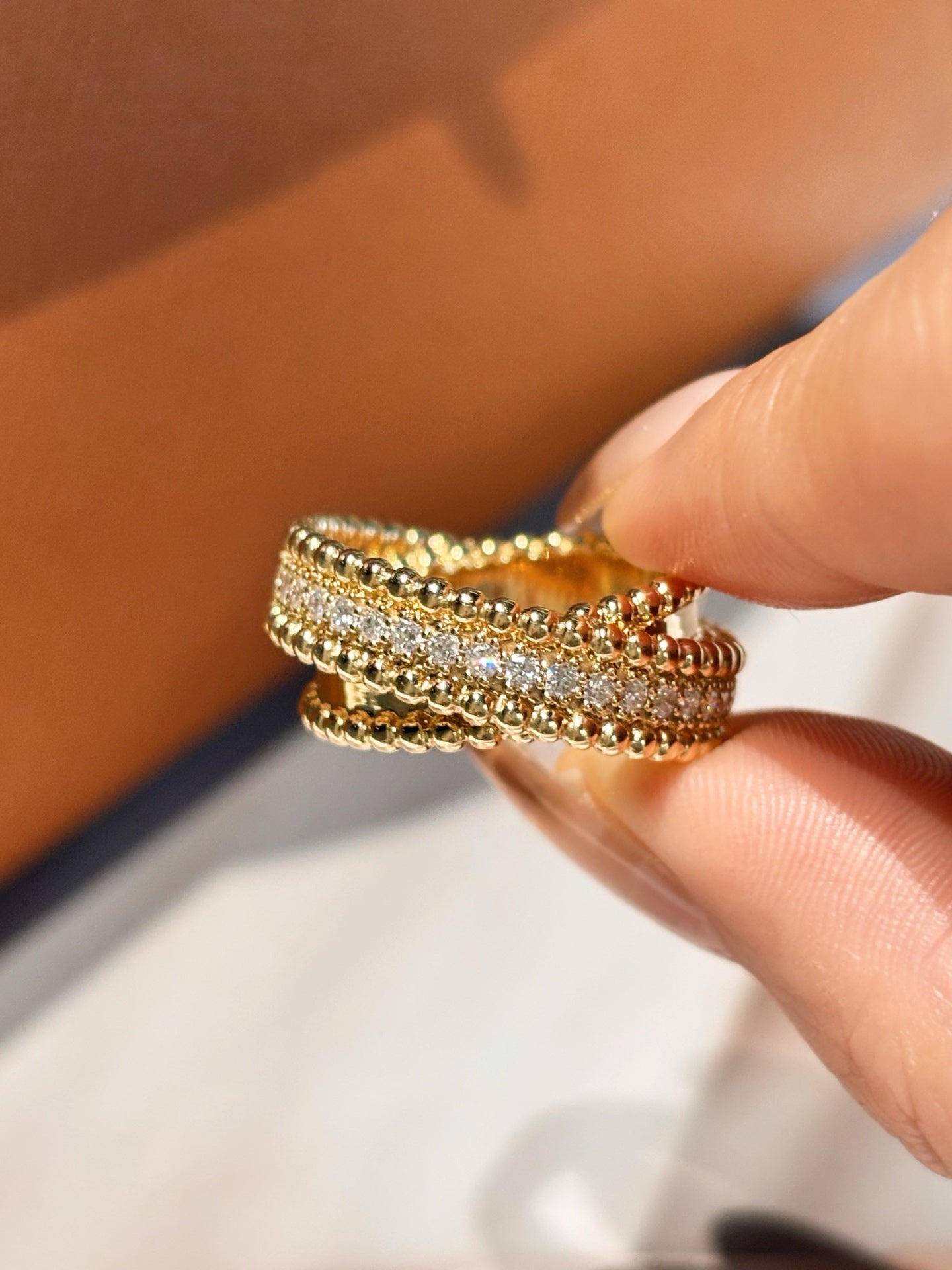 Lab Grown Diamond Twisted Beaded Ring | Textured Everyday Luxury | 18K Yellow Gold