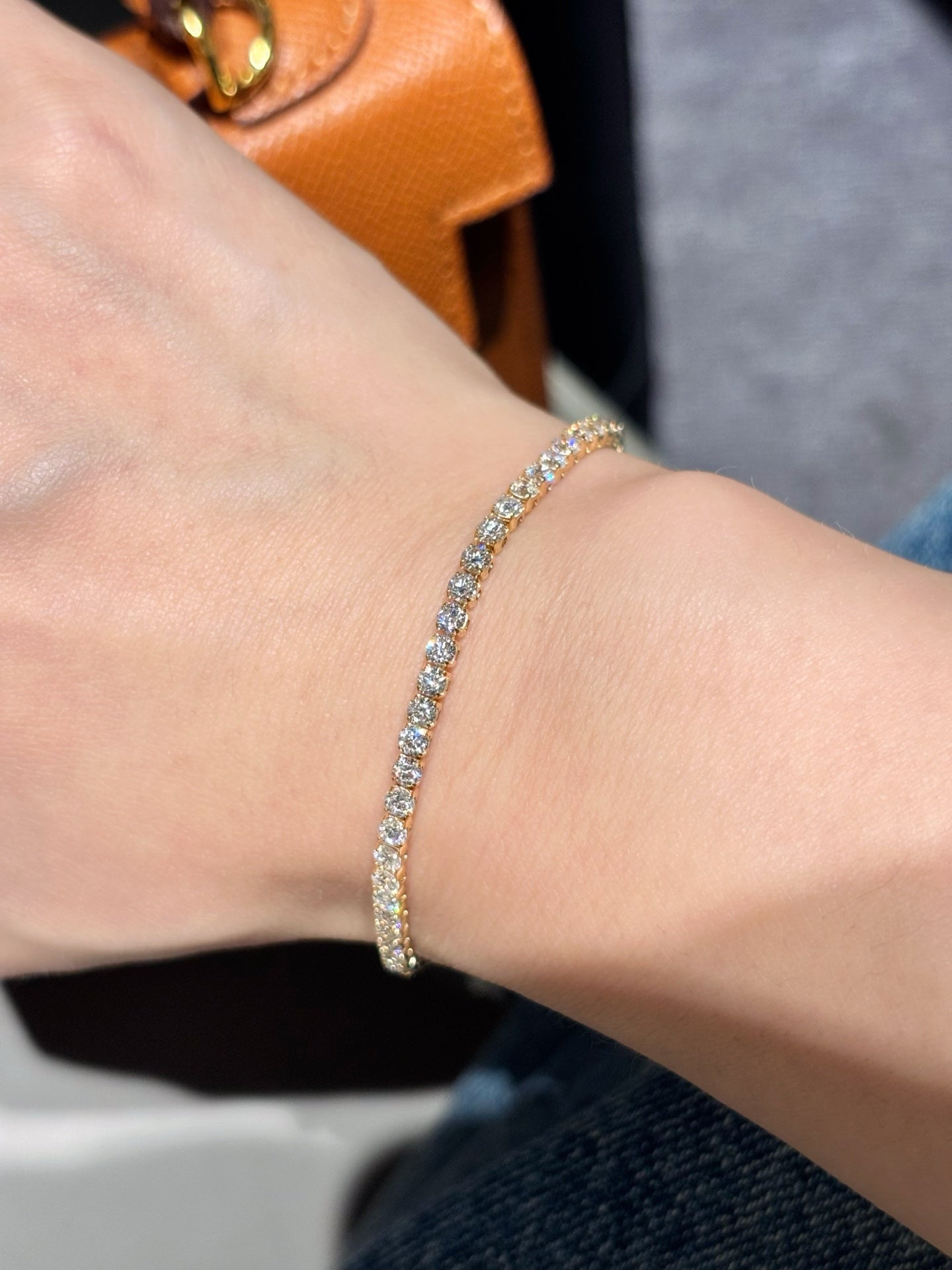 Round Brilliant Lab Grown Diamond Classic Tennis Bracelet | 18K Gold