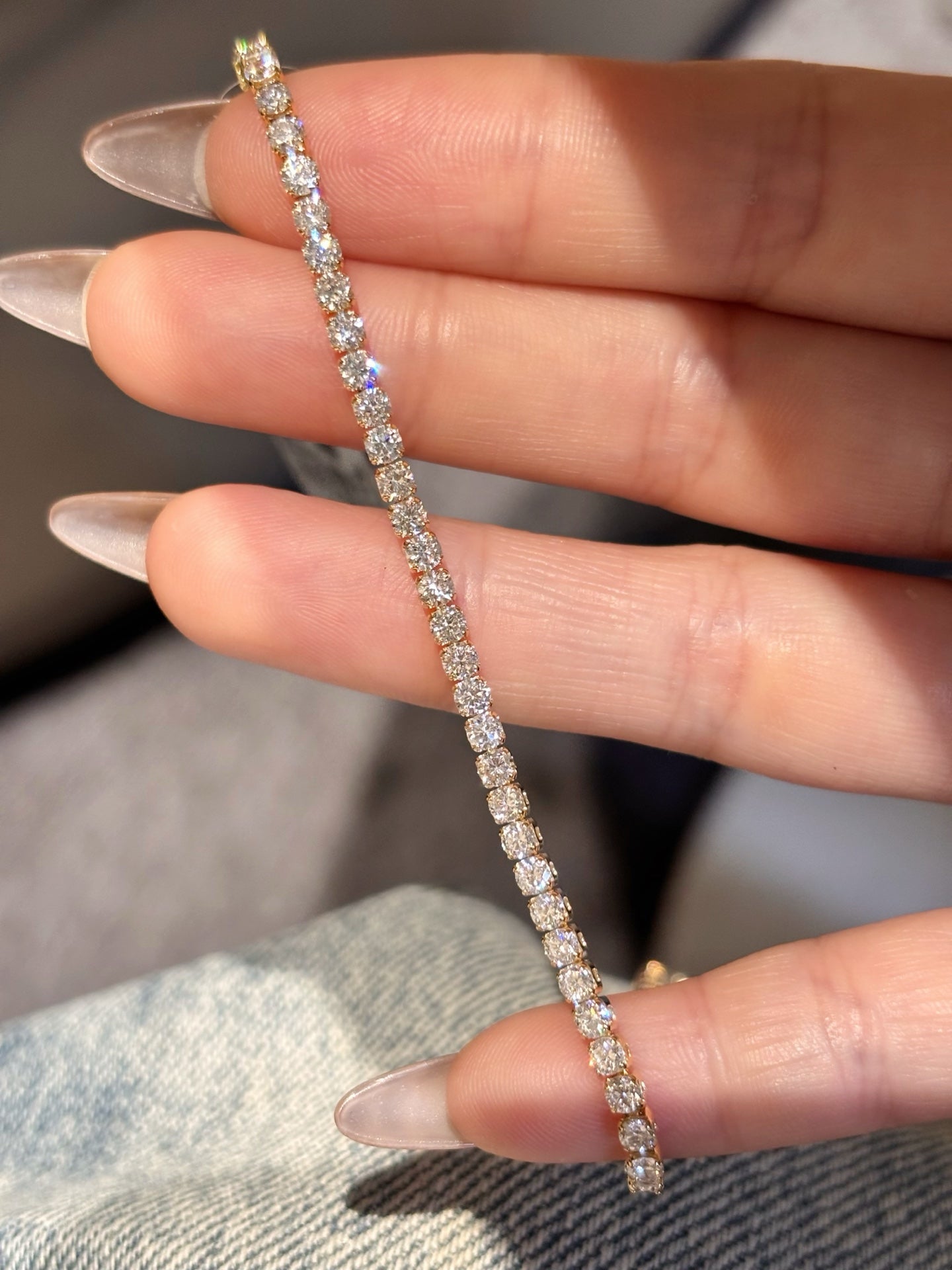 Round Brilliant Lab Grown Diamond Classic Tennis Bracelet | 18K Gold