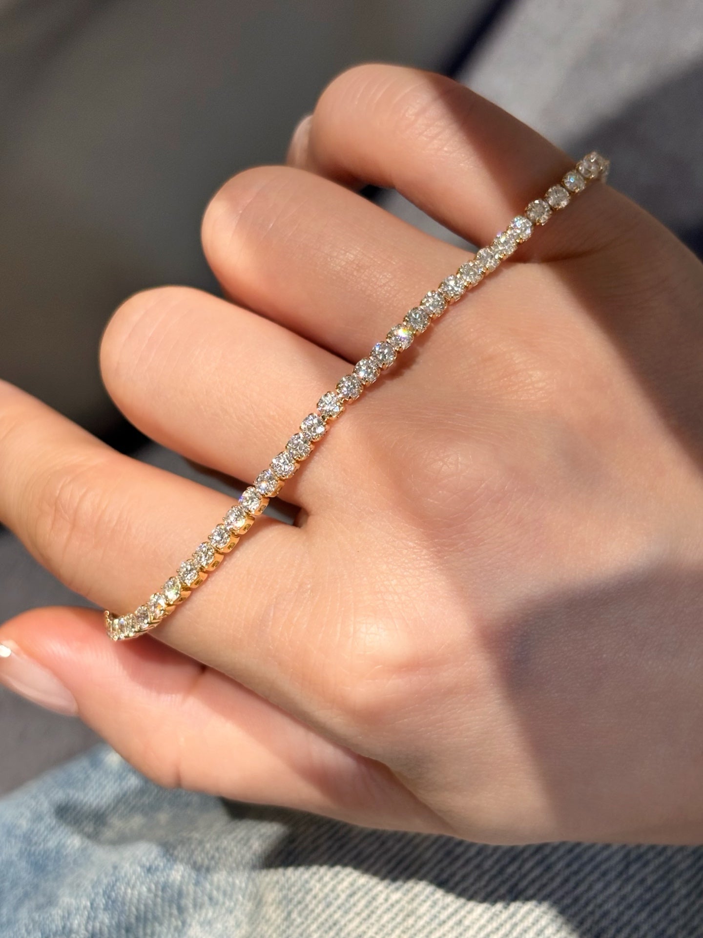Round Brilliant Lab Grown Diamond Classic Tennis Bracelet | 18K Gold