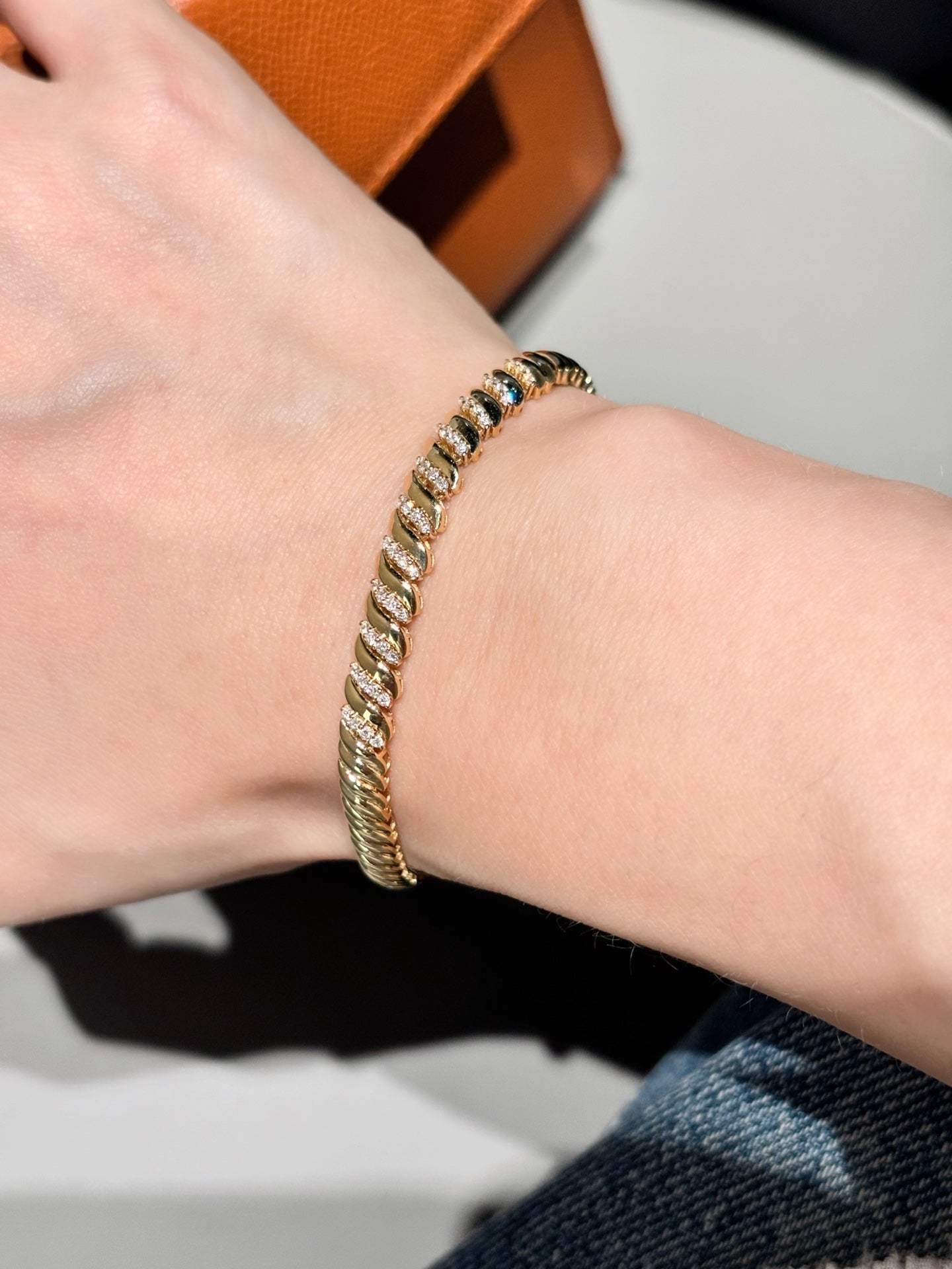 Twisted Rope Lab Grown Diamond Bracelet | Spaced Design | 18K Yellow Gold