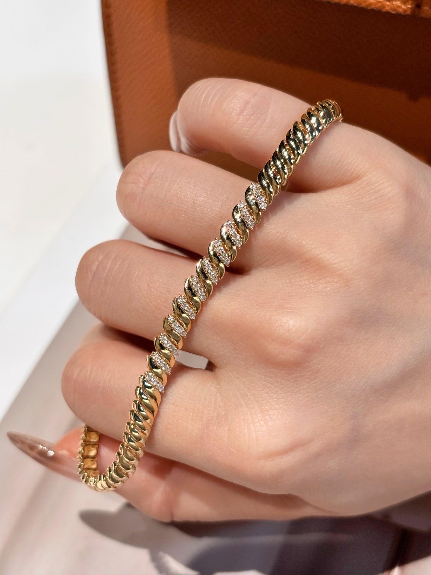 Twisted Rope Lab Grown Diamond Bracelet | Spaced Design | 18K Yellow Gold