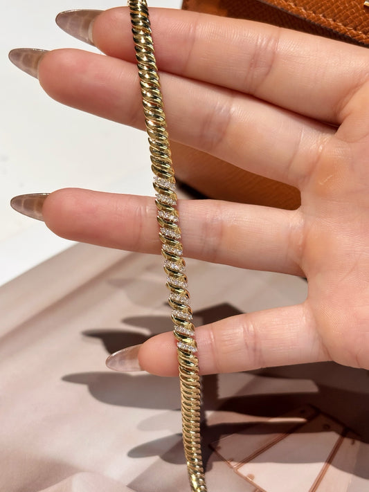 Twisted Rope Lab Grown Diamond Bracelet | Spaced Design | 18K Yellow Gold