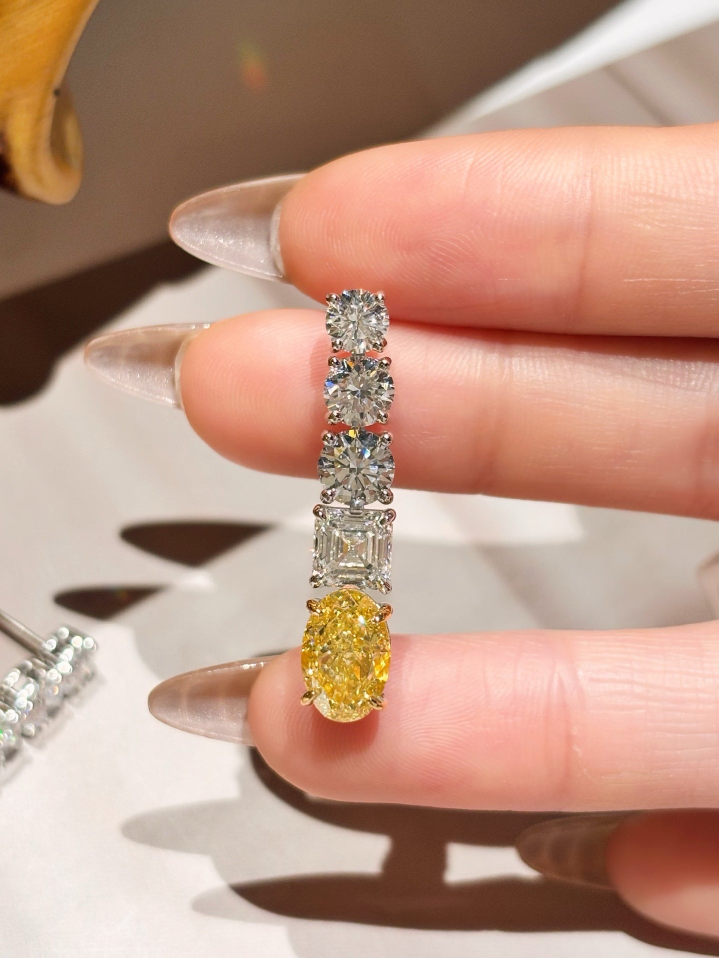 Two-Tone Gold Lab Grown Fancy Yellow Diamond Drop Earrings | Golden Legacy of Joy | 18K