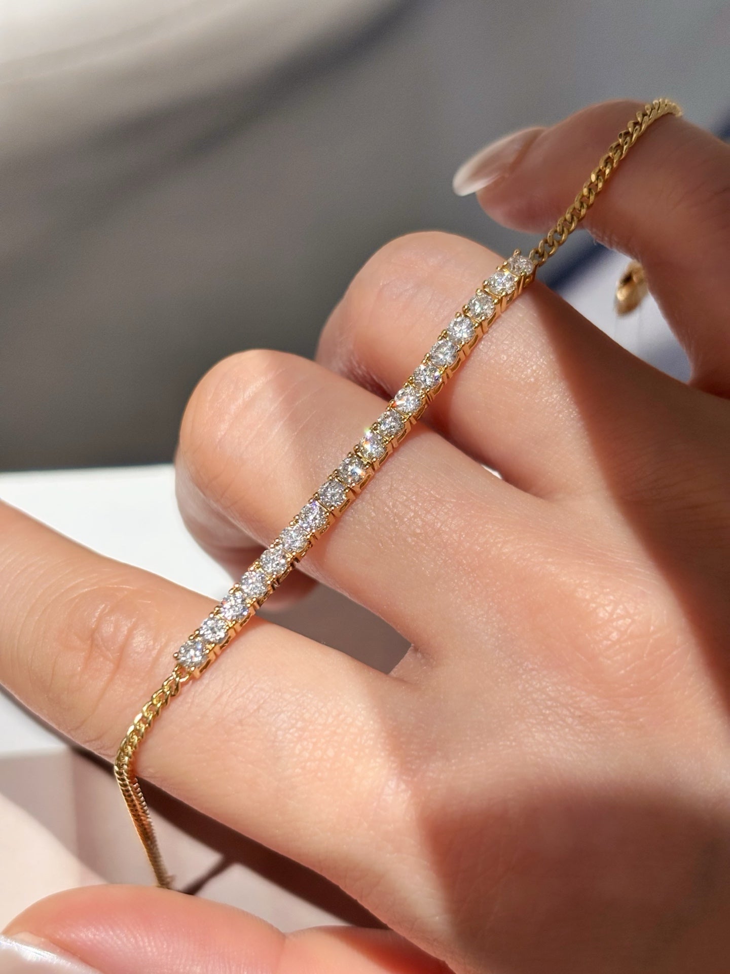 Dainty Half Tennis Bracelet | Lab Grown Diamond | Minimal & Elegant | 18K Yellow Gold