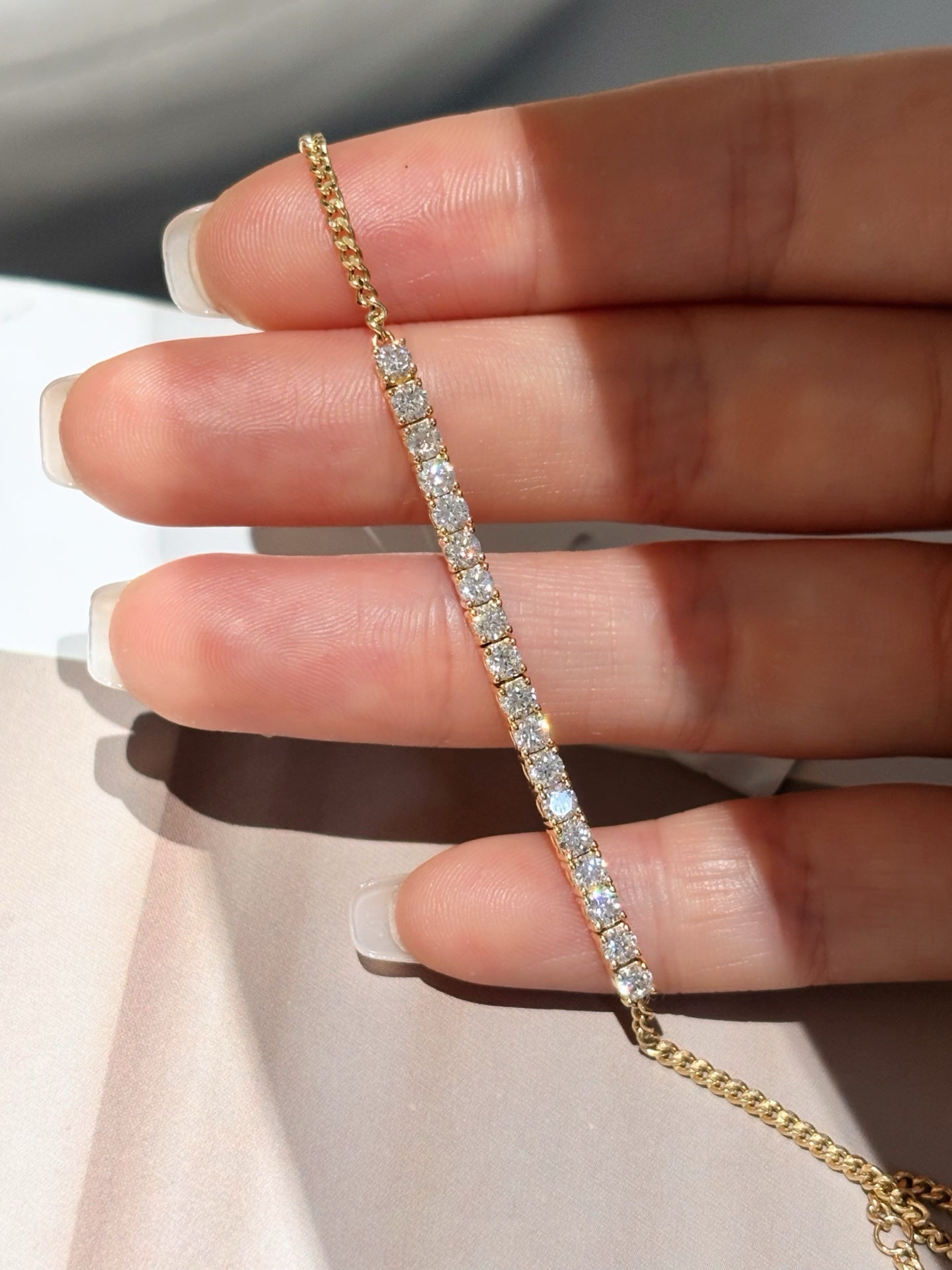 Dainty Half Tennis Bracelet | Lab Grown Diamond | Minimal & Elegant | 18K Yellow Gold
