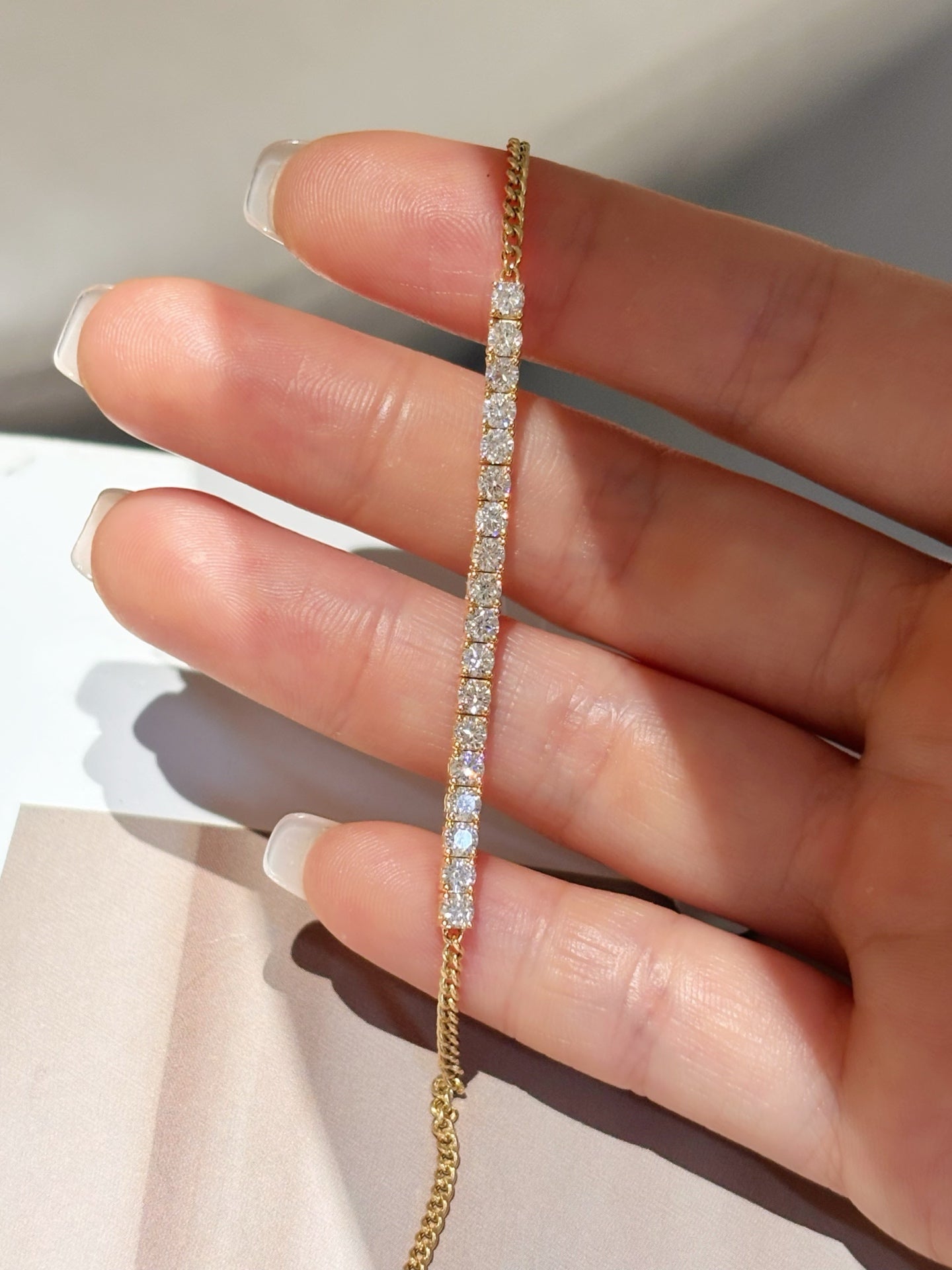 Dainty Half Tennis Bracelet | Lab Grown Diamond | Minimal & Elegant | 18K Yellow Gold