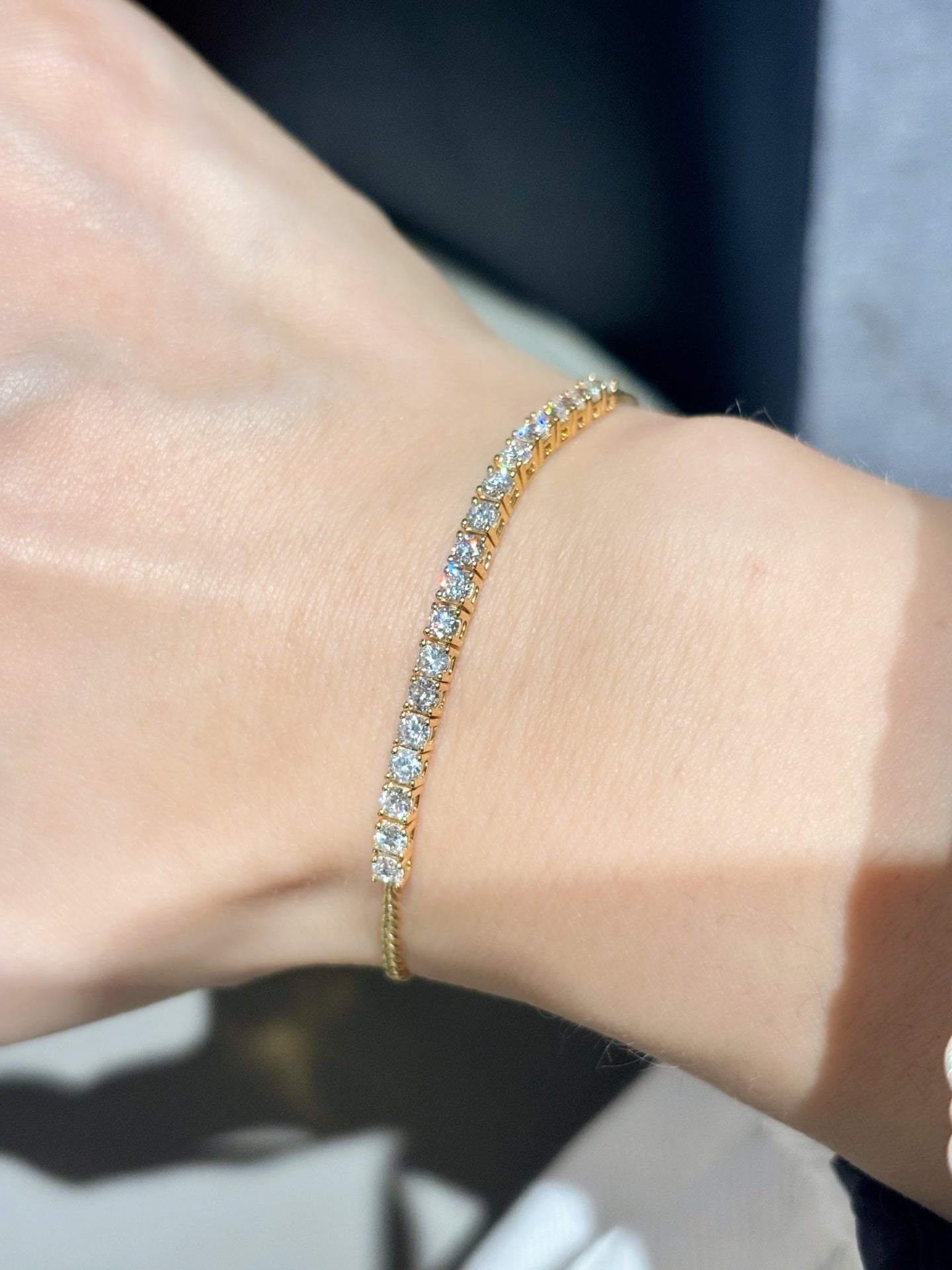 Dainty Half Tennis Bracelet | Lab Grown Diamond | Minimal & Elegant | 18K Yellow Gold