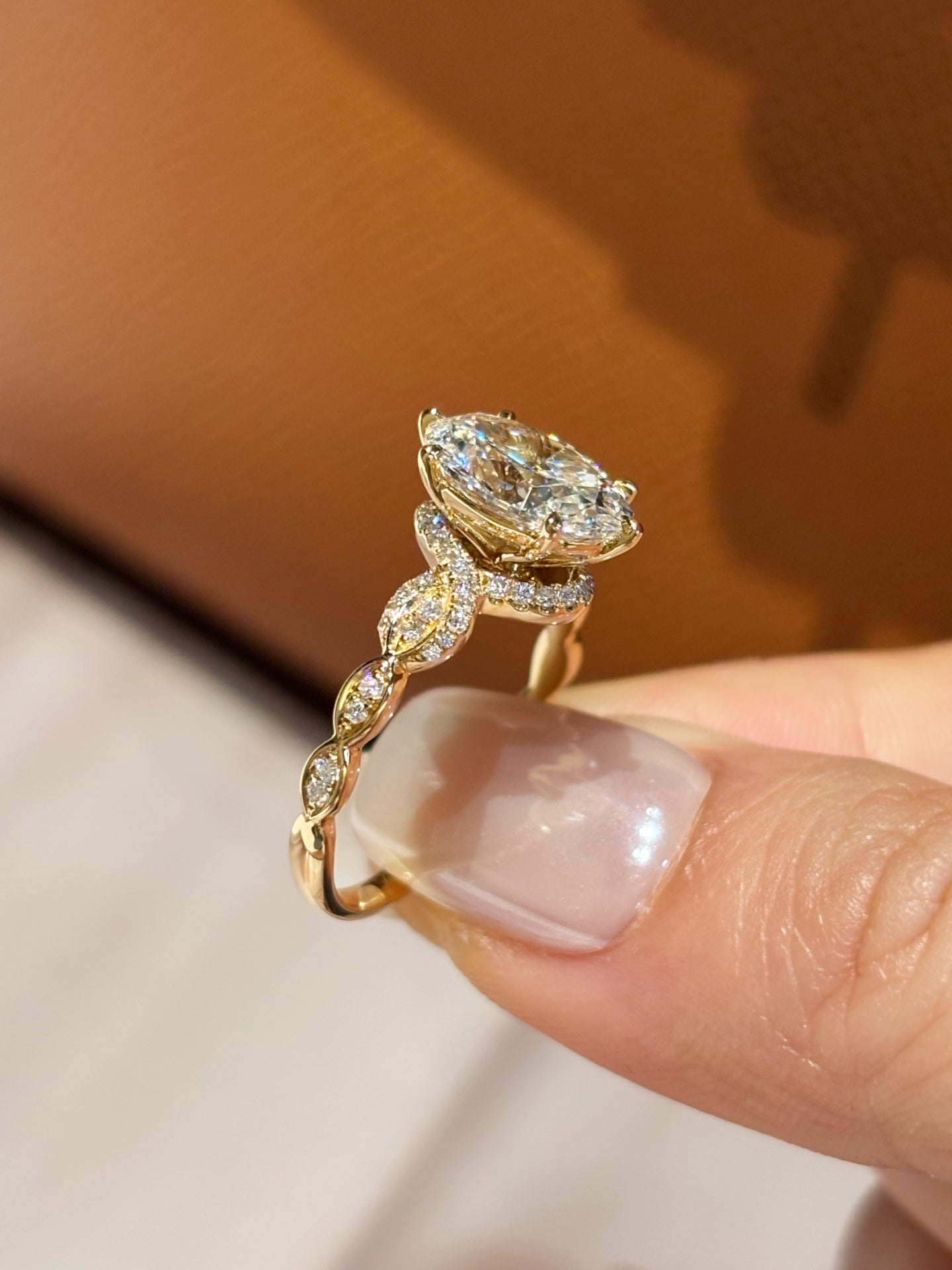 2.09ct 3.64g Oval Lab Grown Diamond Ring | Vintage Style with Pavé Band | 18K Yellow Gold