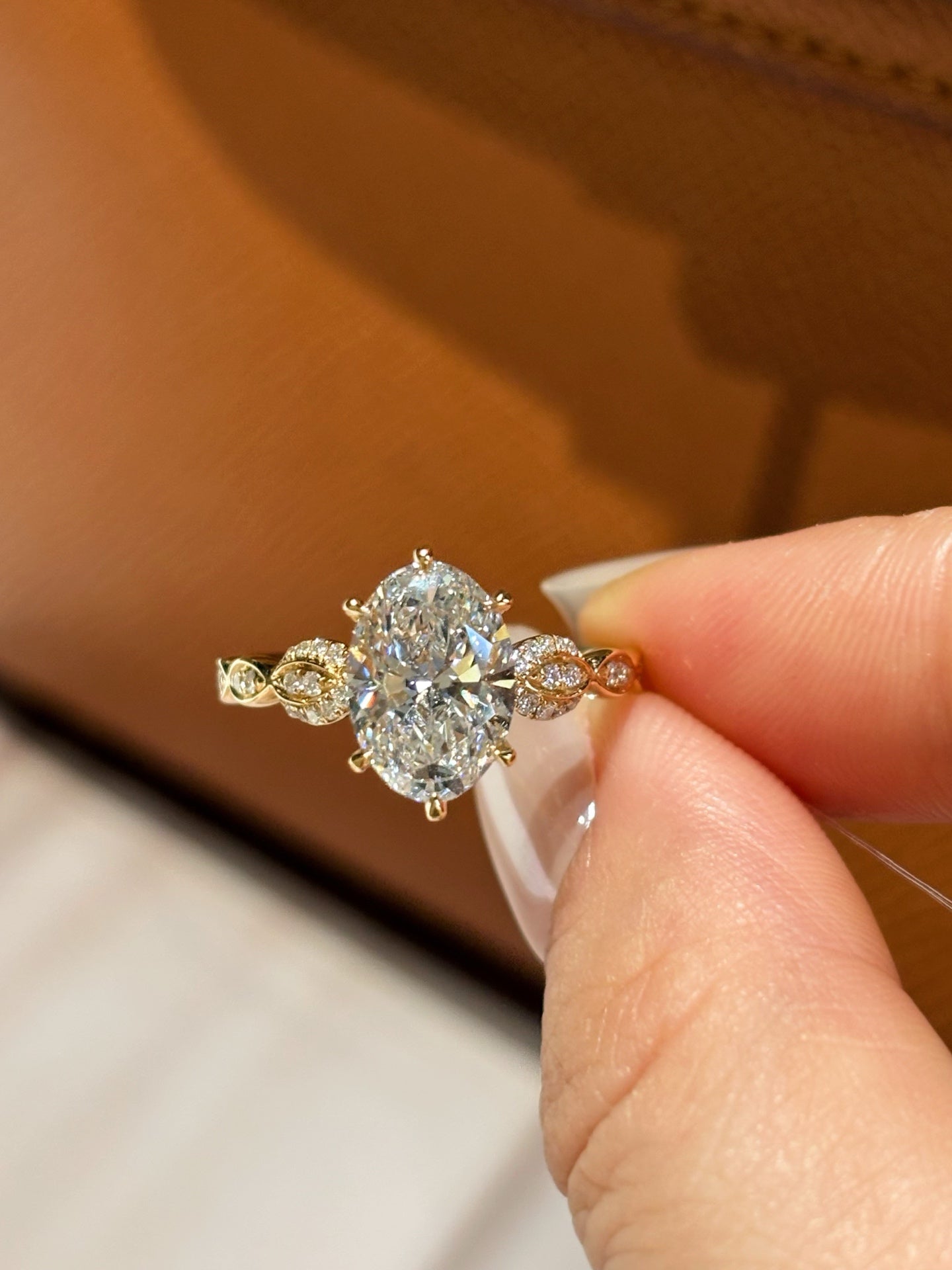 2.09ct 3.64g Oval Lab Grown Diamond Ring | Vintage Style with Pavé Band | 18K Yellow Gold