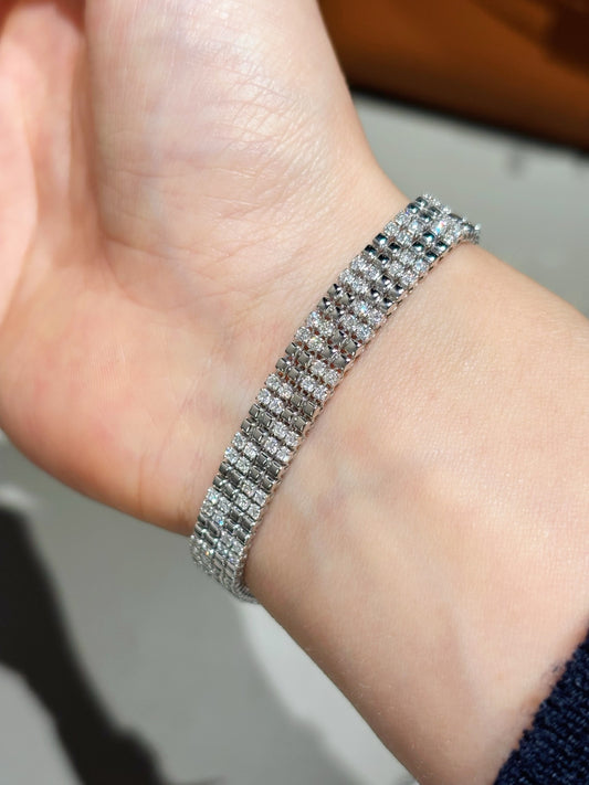 Four Row Lab Grown Diamond Tennis Bracelet | Spaced Design | 18K White Gold