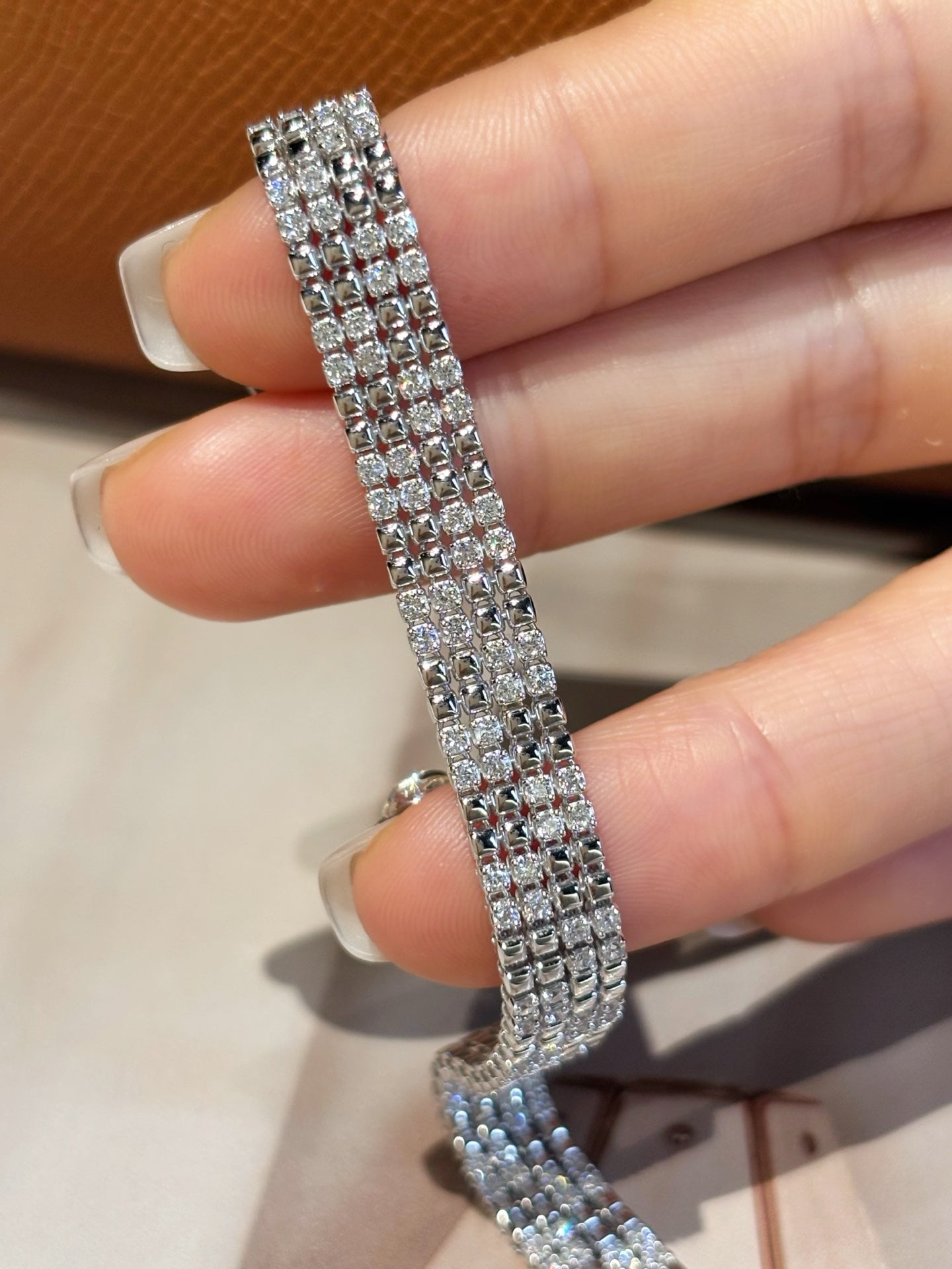 Four Row Lab Grown Diamond Tennis Bracelet | Spaced Design | 18K White Gold