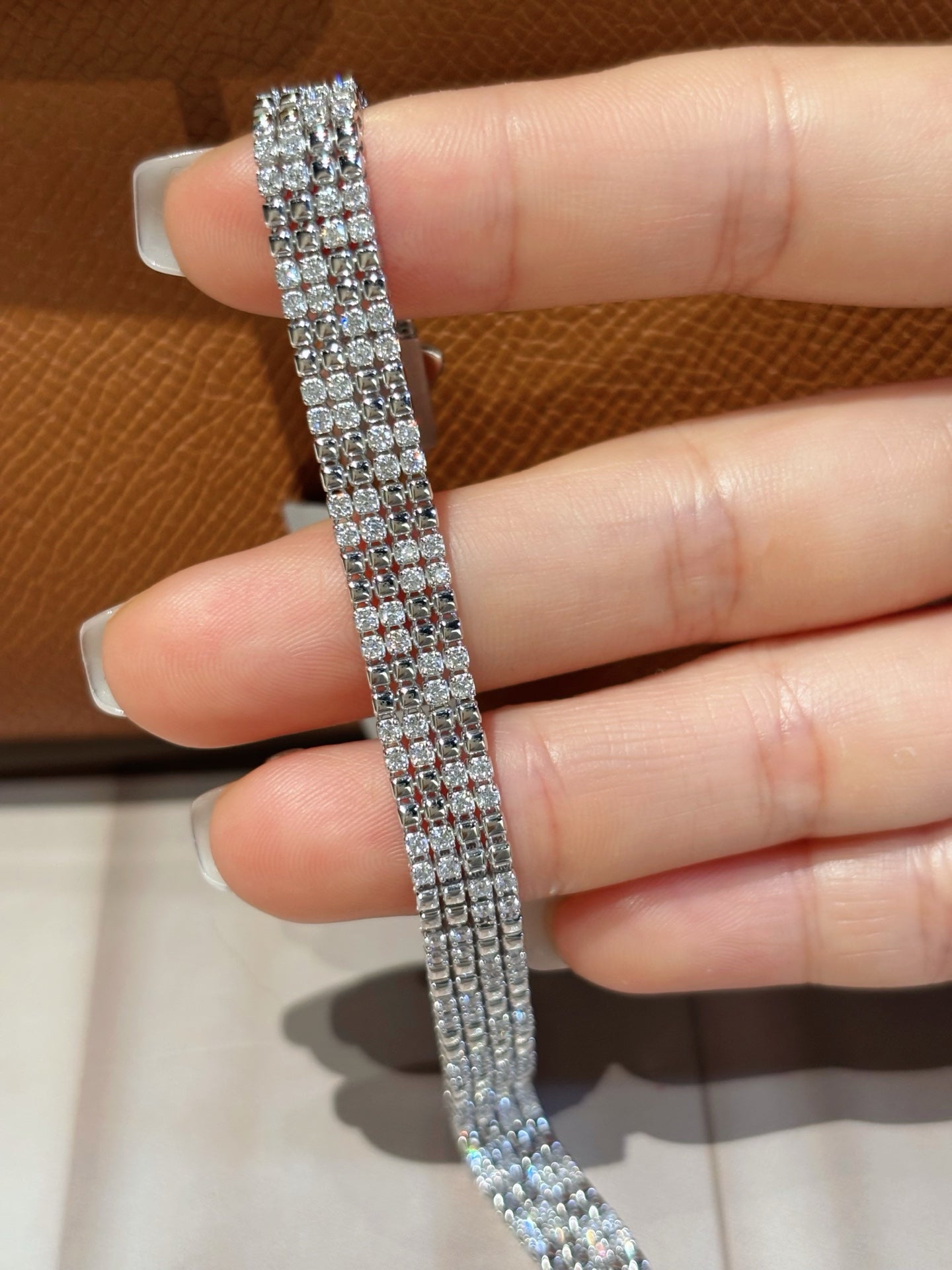 Four Row Lab Grown Diamond Tennis Bracelet | Spaced Design | 18K White Gold