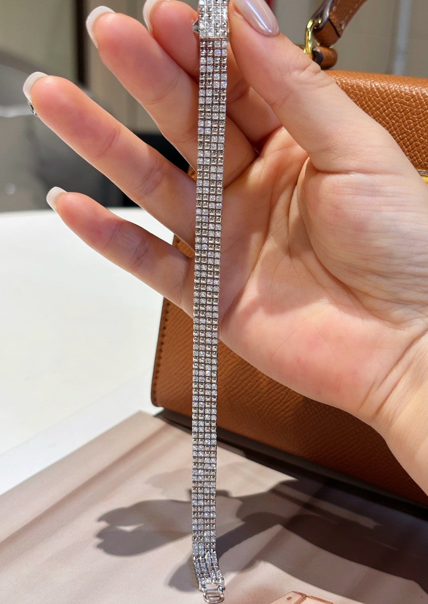 Four Row Lab Grown Diamond Tennis Bracelet | Spaced Design | 18K White Gold