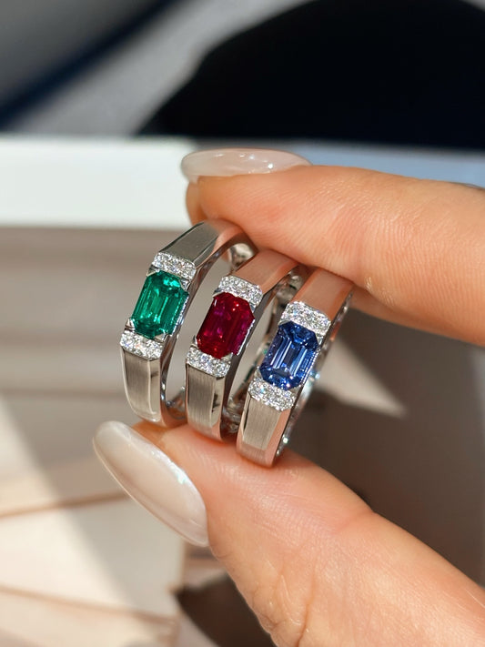 Lab Grown Gemstone Men’s Band Collection | Polished Sophistication for Everyday & Business |18K White Gold