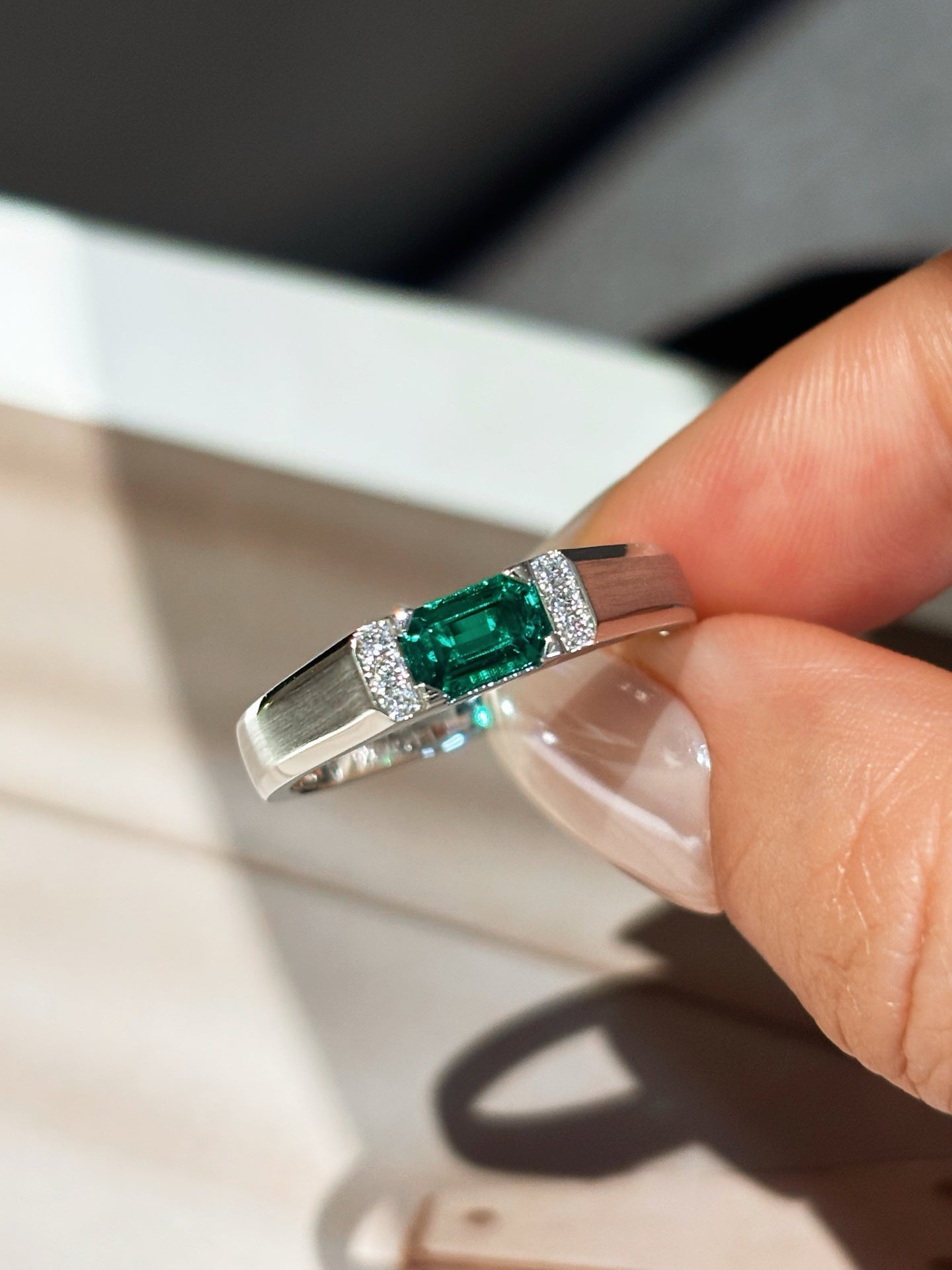 Lab Grown Gemstone Men’s Band Collection | Polished Sophistication for Everyday & Business |18K White Gold