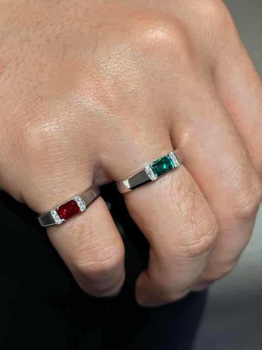 Lab Grown Gemstone Men’s Band Collection | Polished Sophistication for Everyday & Business |18K White Gold