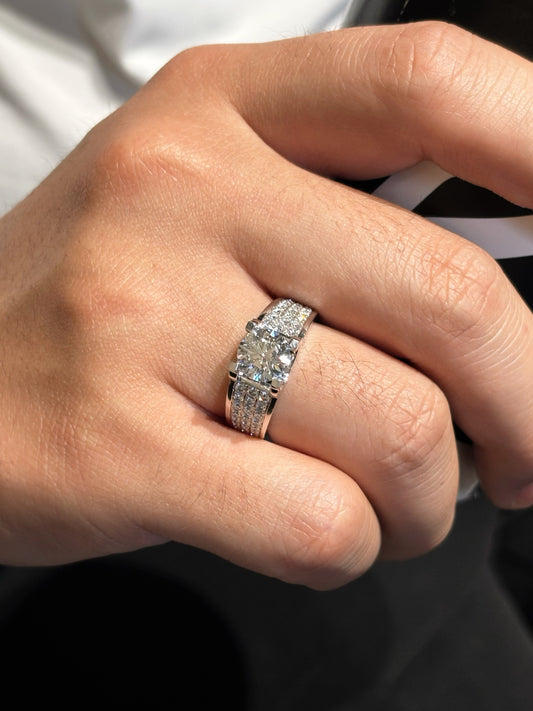 Lab Grown Diamond Men’s Statement Ring | Polished Sophistication for Everyday & Business | 18K White Gold