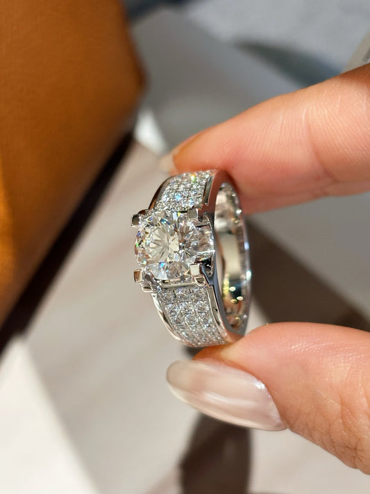 Lab Grown Diamond Men’s Statement Ring | Polished Sophistication for Everyday & Business | 18K White Gold