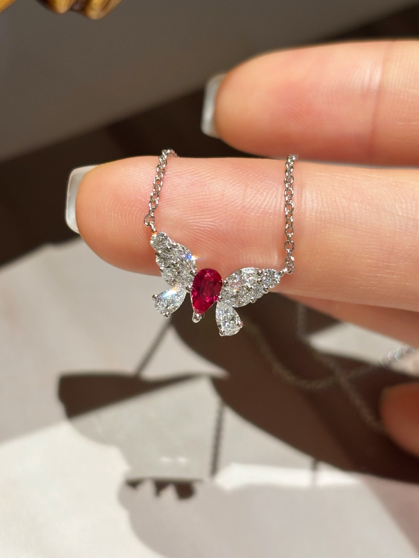 Lab Grown Gemstone Butterfly Pendant Necklace Collection | Everyday Grace & Delightful Gifting |Platinum