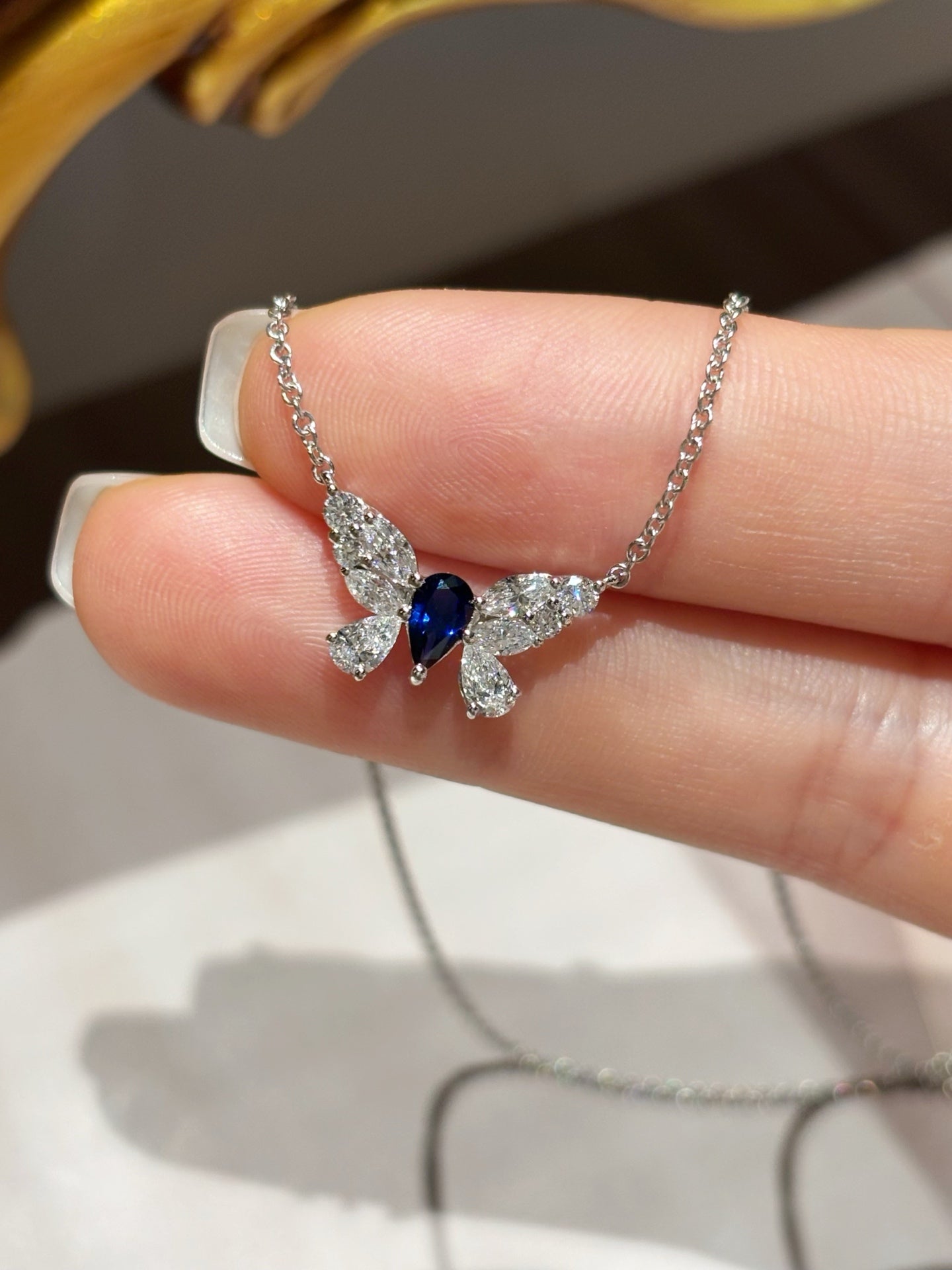 Lab Grown Gemstone Butterfly Pendant Necklace Collection | Everyday Grace & Delightful Gifting |Platinum
