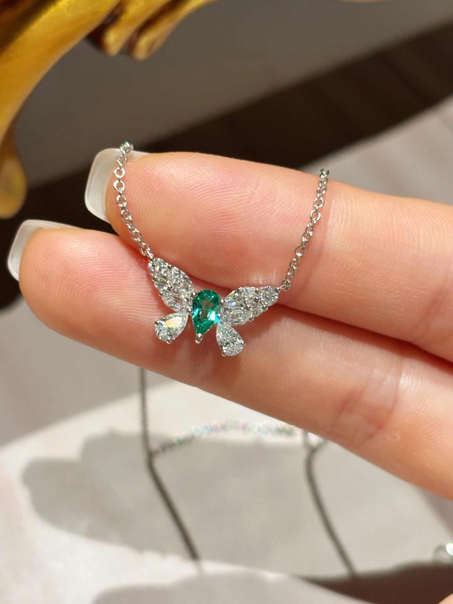 Lab Grown Gemstone Butterfly Pendant Necklace Collection | Everyday Grace & Delightful Gifting |Platinum