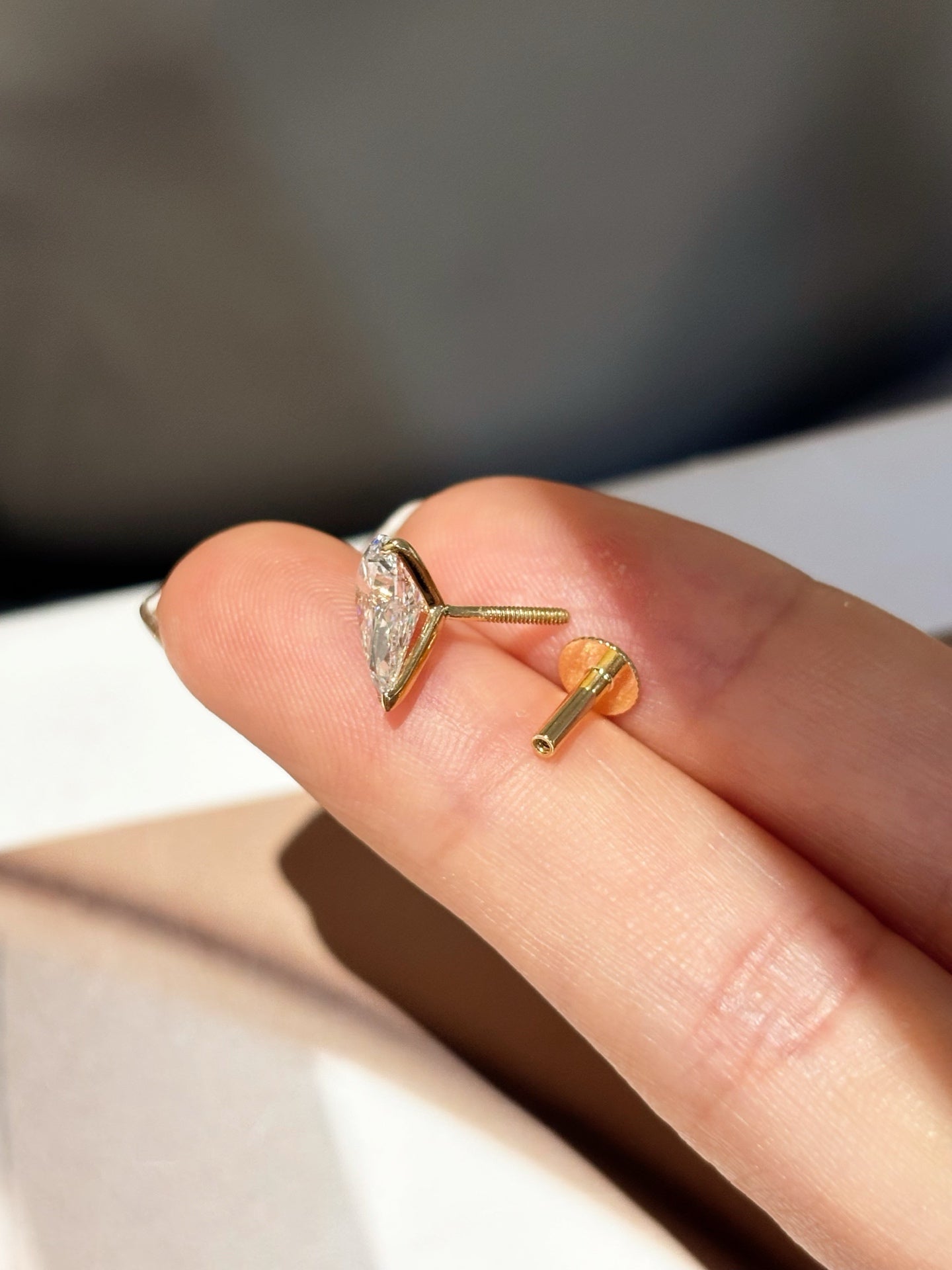Pear-Cut Lab Diamond Stud Earrings | Minimalist Design | Everyday Wear | 18K Gold