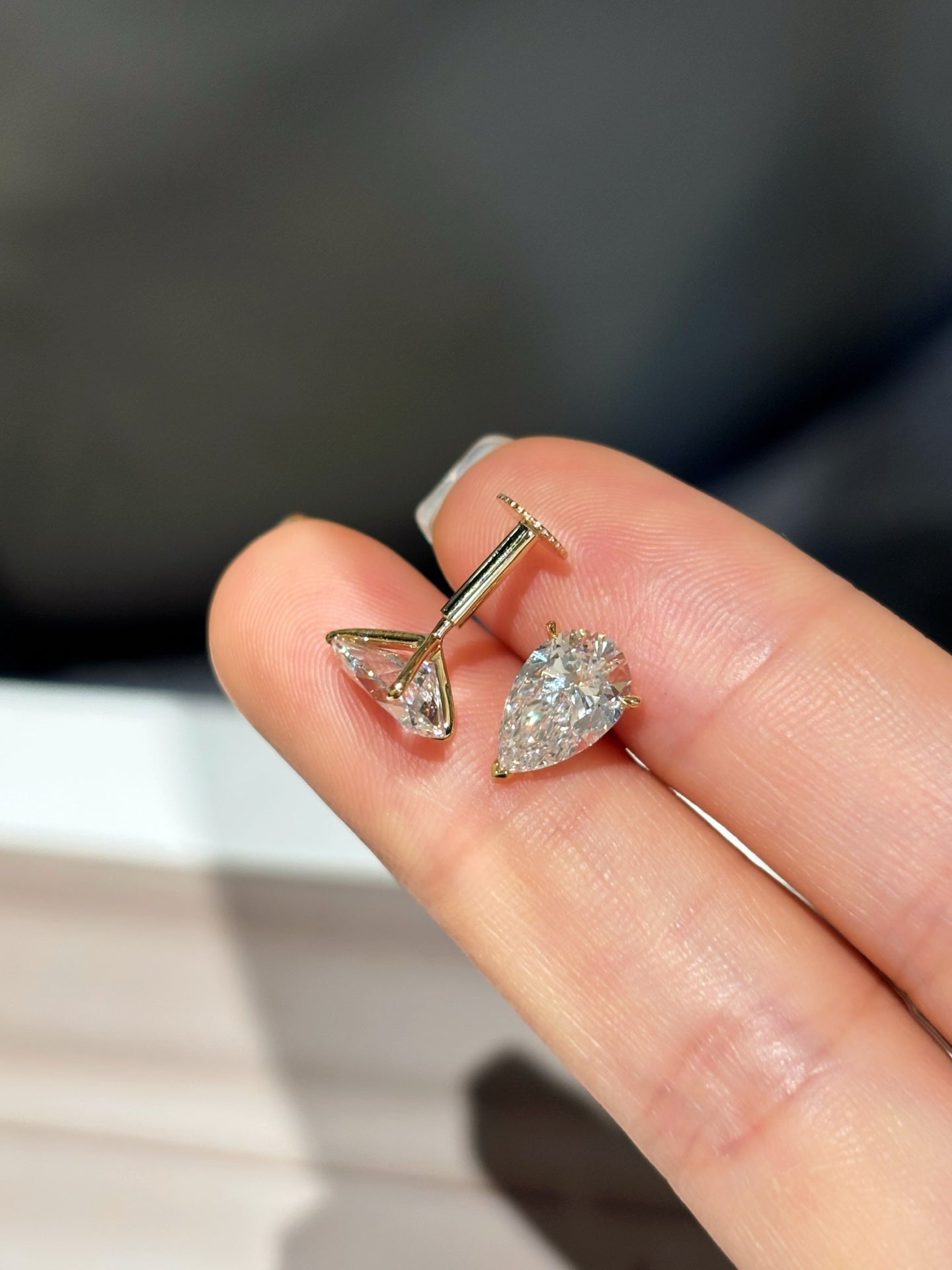 Pear-Cut Lab Diamond Stud Earrings | Minimalist Design | Everyday Wear | 18K Gold