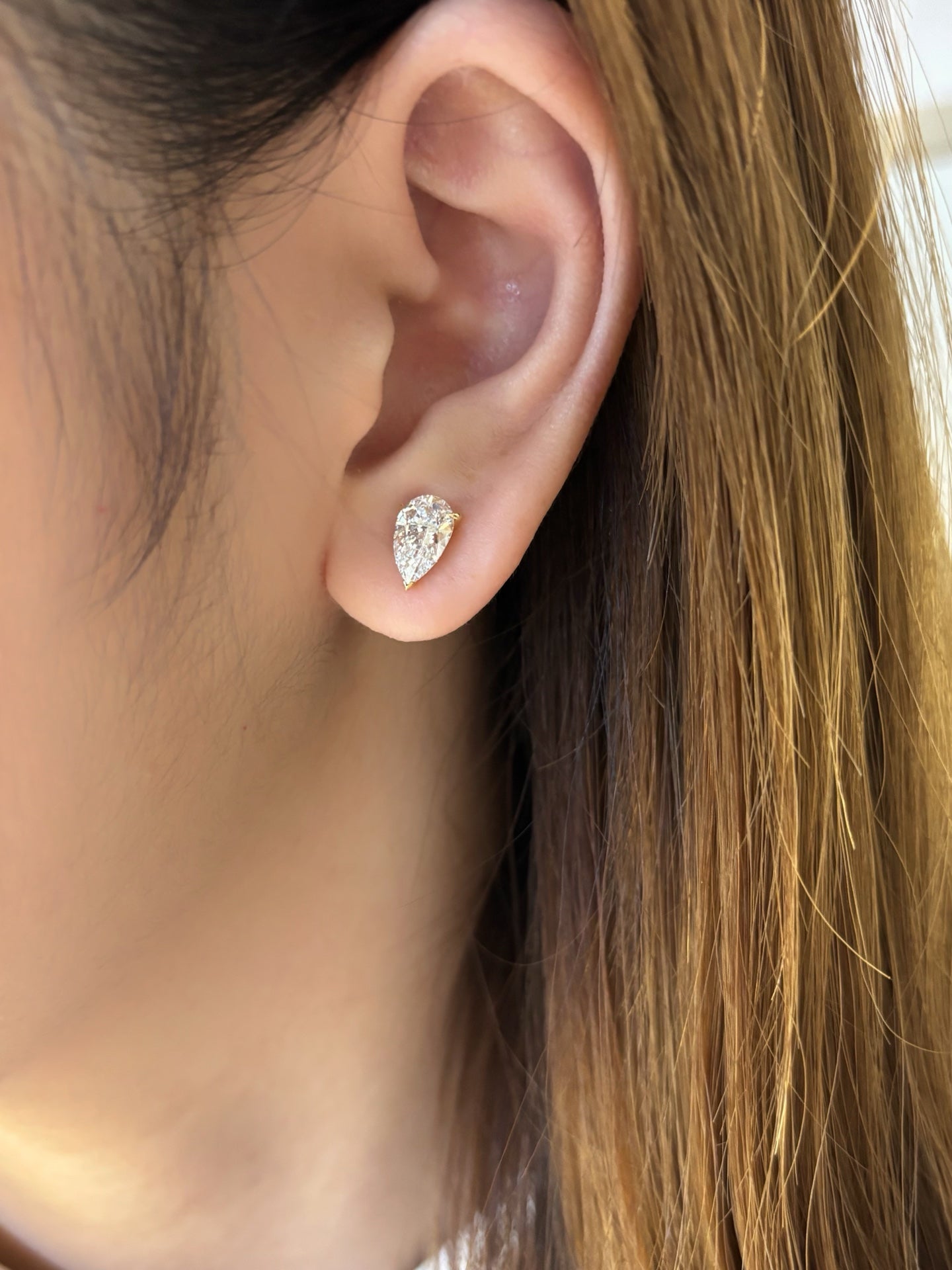 Pear-Cut Lab Diamond Stud Earrings | Minimalist Design | Everyday Wear | 18K Gold