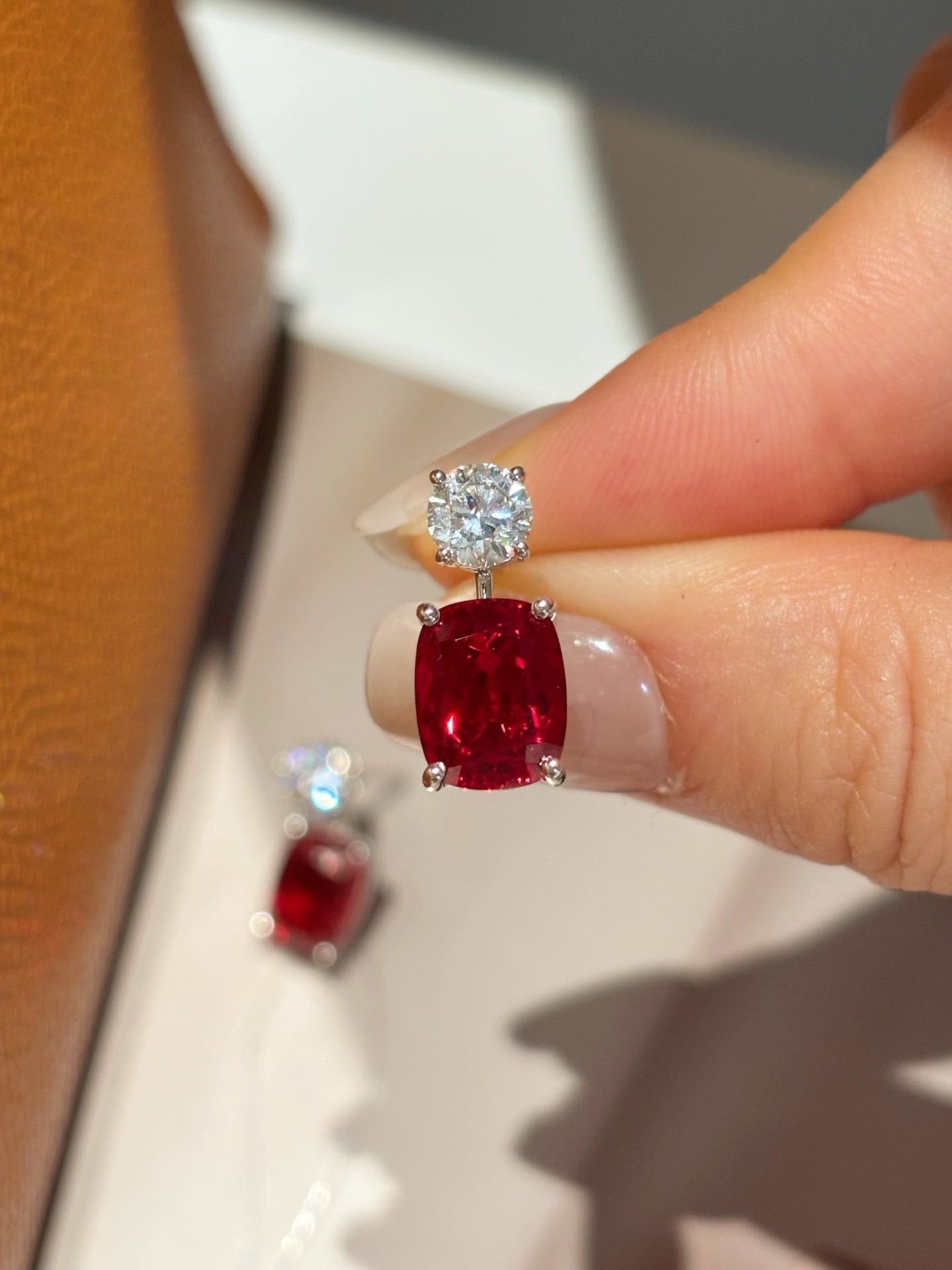 Lab Grown Ruby Drop Earrings | The Heartbeat of Eternal Love | Platinum