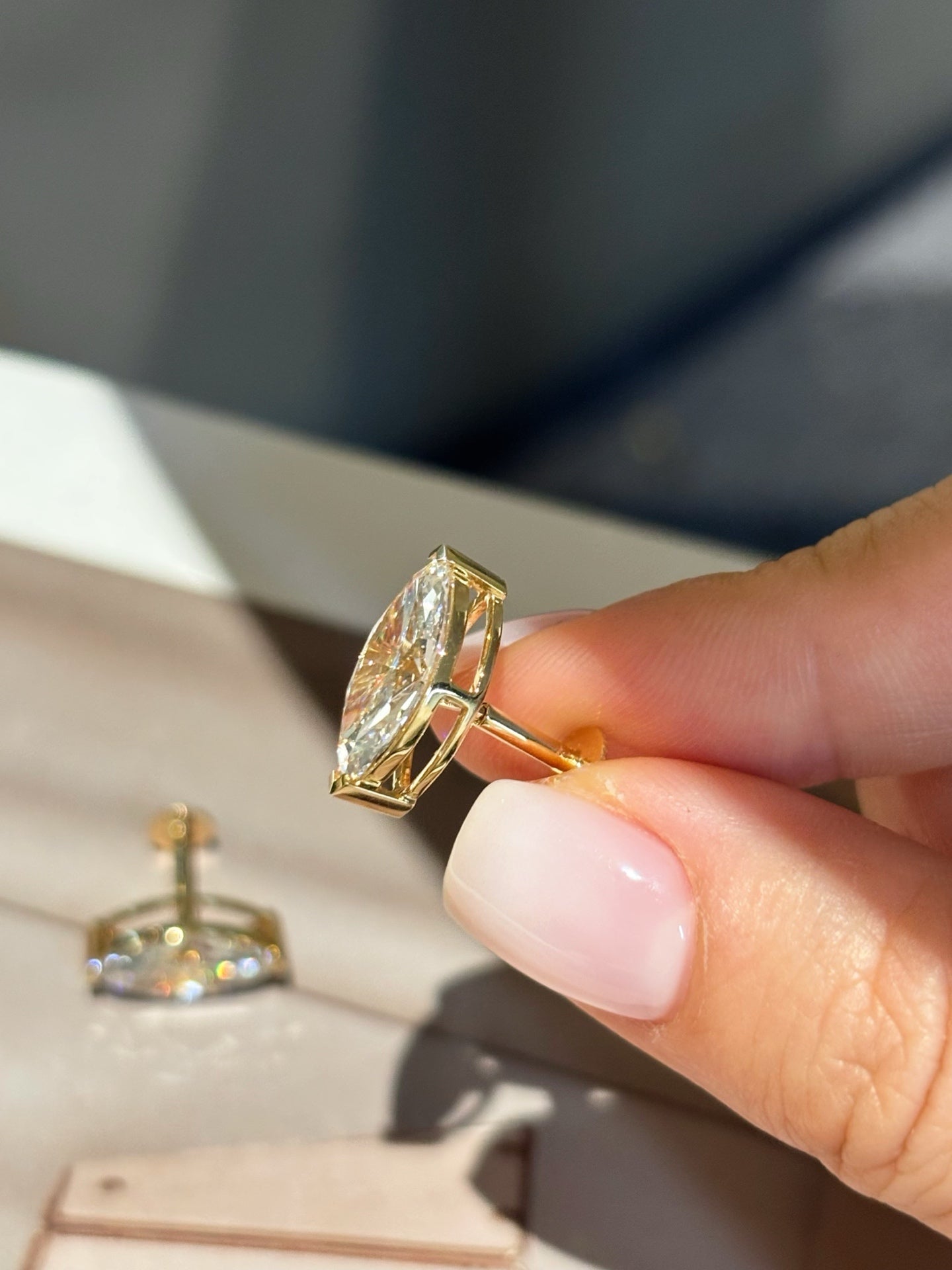 2.1ct/stone Lab-Grown Marquise Diamond Stud Earrings |18K Gold