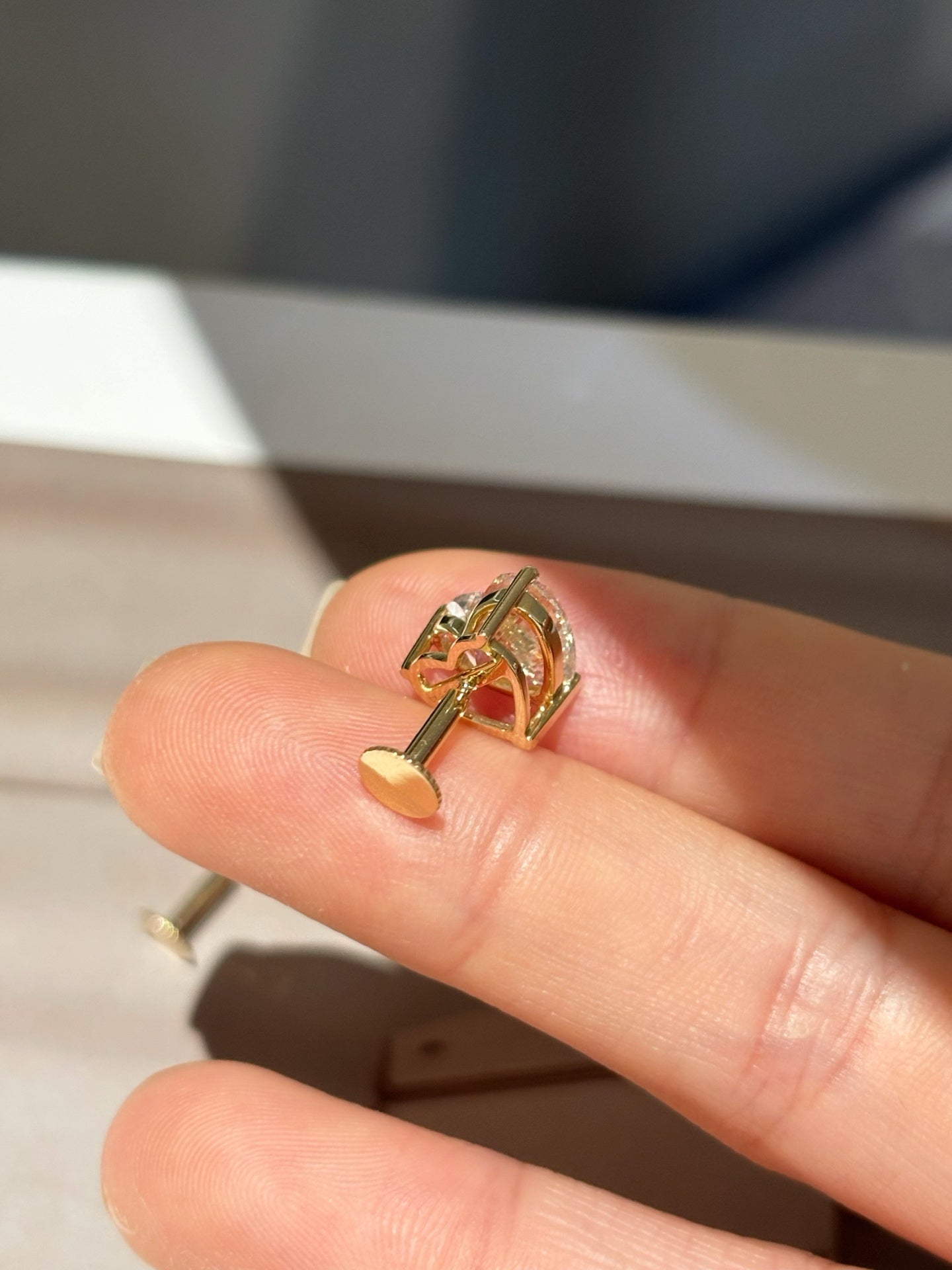 2CT/STONE Lab-Grown Diamond Heart Stud Earrings| 18K Yellow Gold