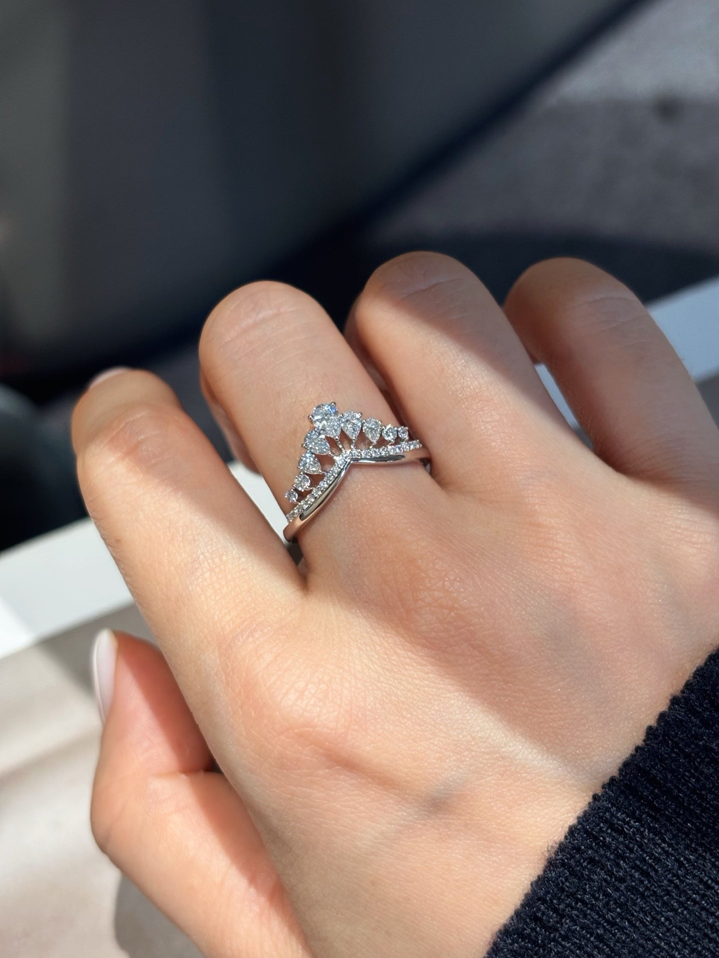 Crown Style Lab Grown Diamond Band | Stackable Luxury Ring | 18K White Gold