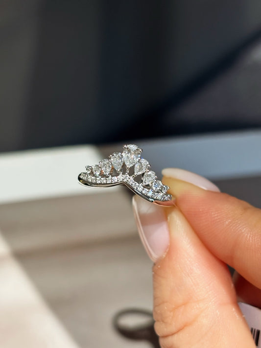 Crown Style Lab Grown Diamond Band | Stackable Luxury Ring | 18K White Gold