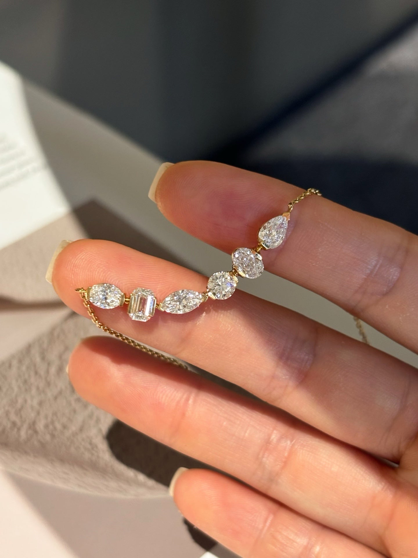 Mix Shape Lab Grown Diamond Pendant | Unique Design | 18K Yellow Gold