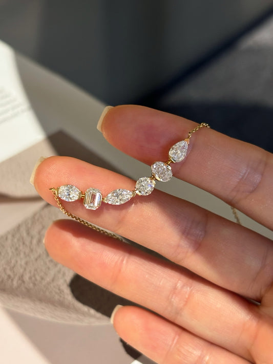 Mix Shape Lab Grown Diamond Pendant | Unique Design | 18K Yellow Gold