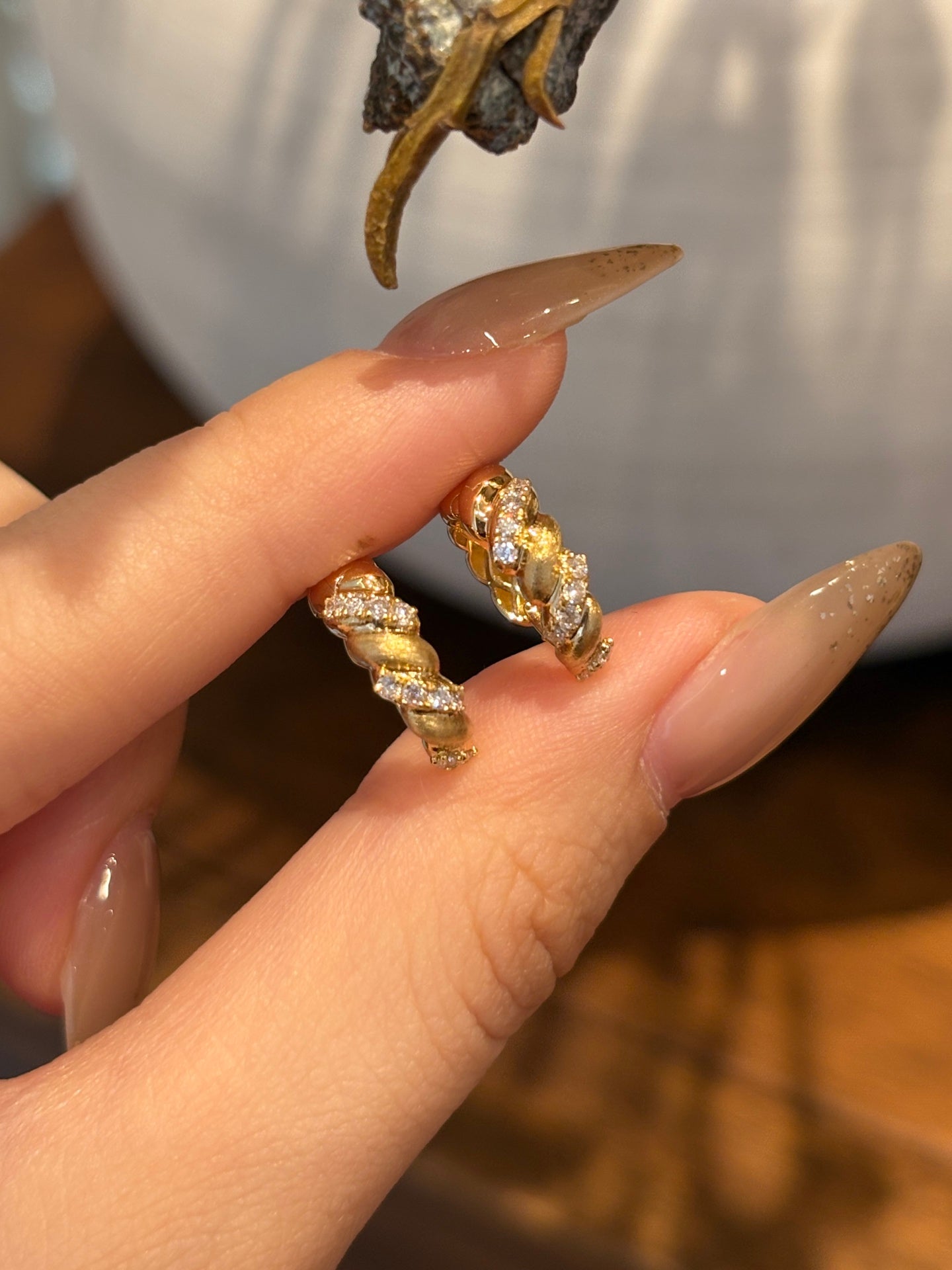 Lab-Grown Diamond Twisted Huggie Earrings |Ethical Luxury Jewelry | 18K Yellow Gold