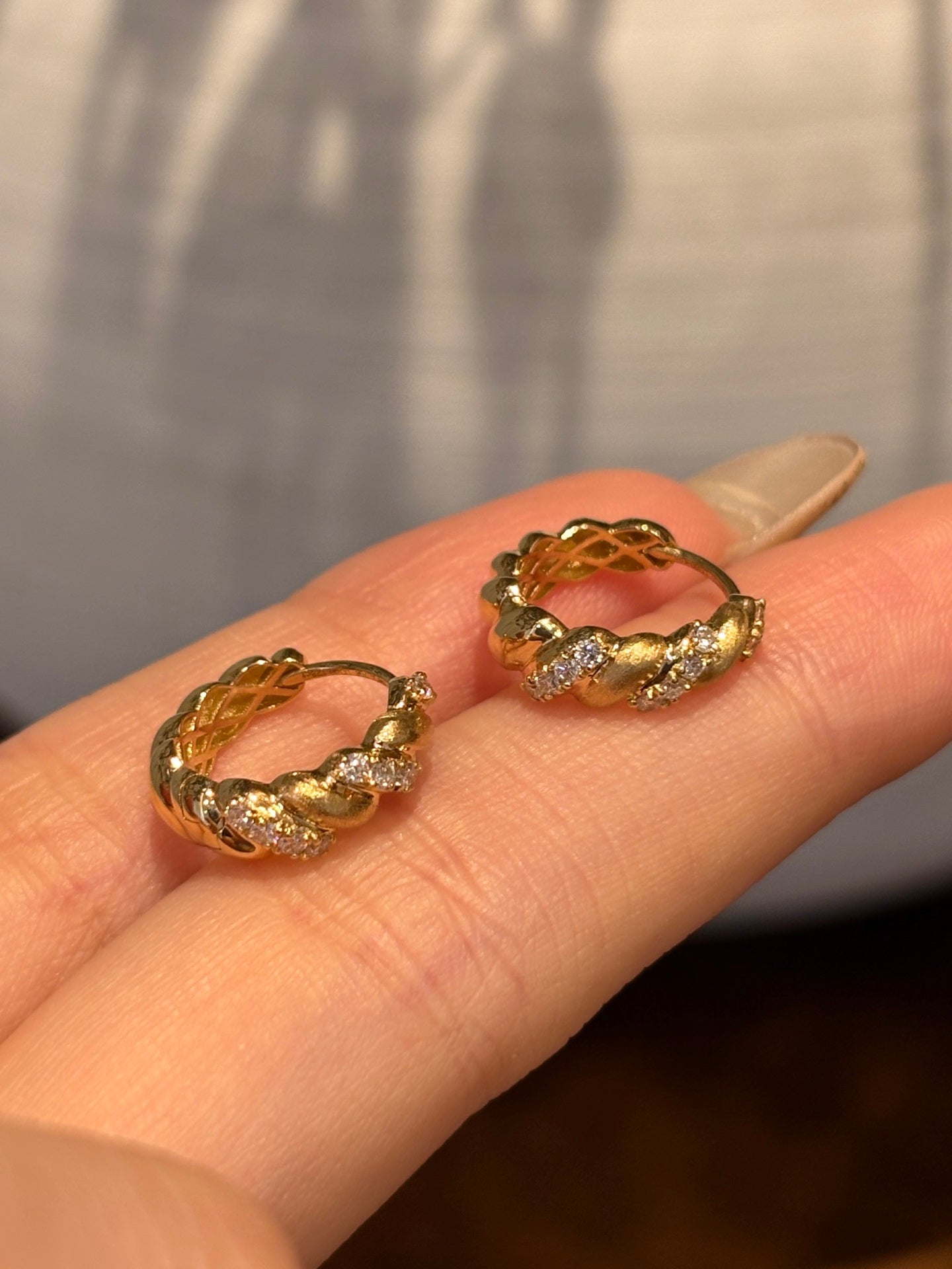 Lab-Grown Diamond Twisted Huggie Earrings |Ethical Luxury Jewelry | 18K Yellow Gold