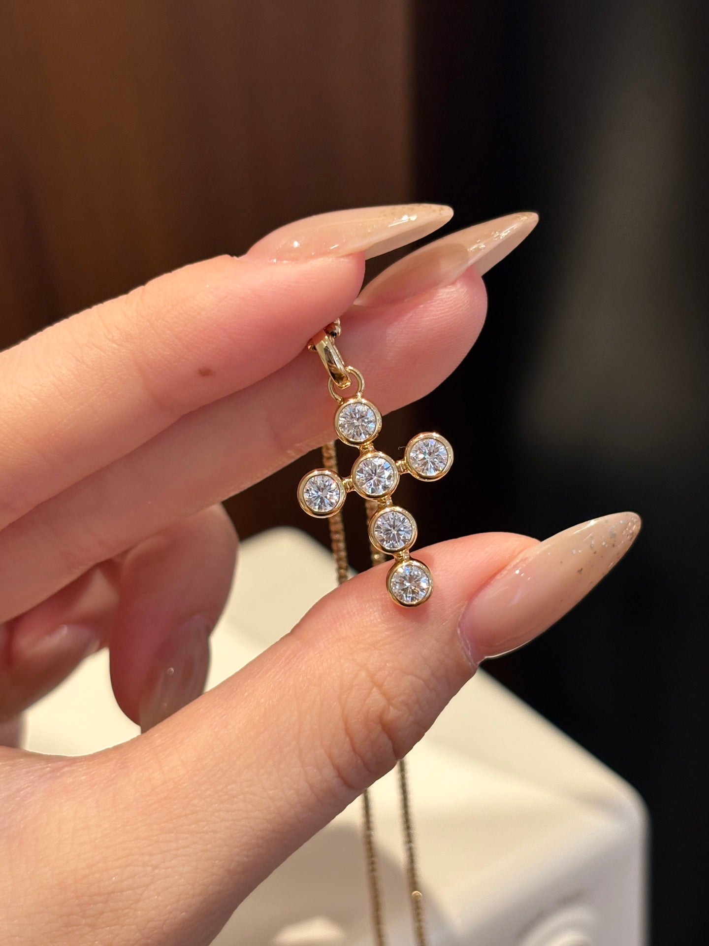 Lab Grown Diamond Cross Pendant Necklace | Faith & Forever Love | 18K Gold
