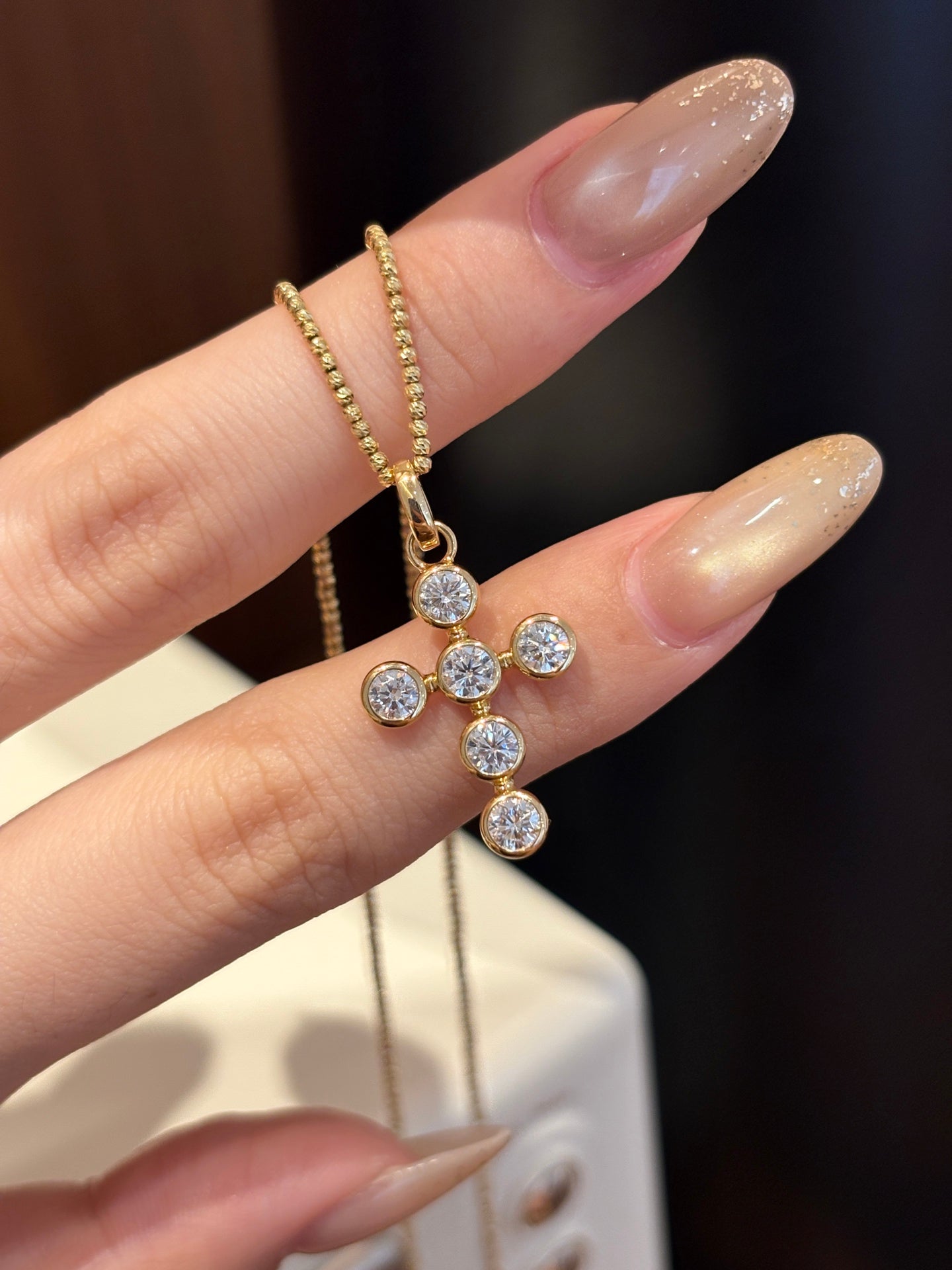 Lab Grown Diamond Cross Pendant Necklace | Faith & Forever Love | 18K Gold