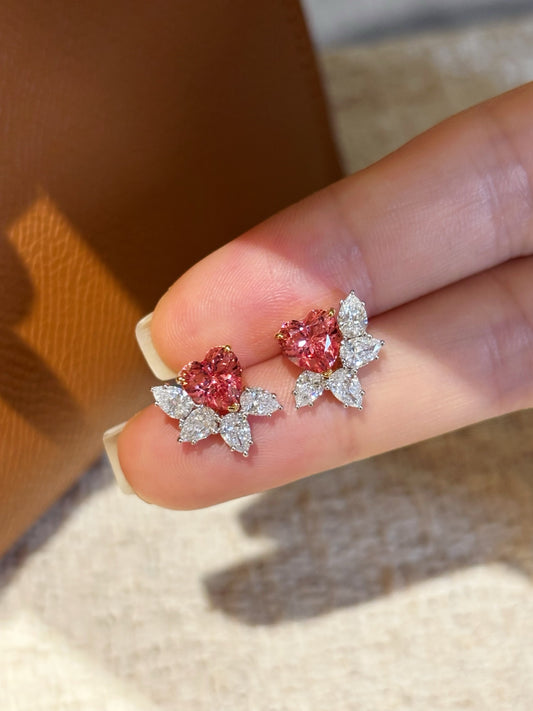 Heart Lab-Grown Gemstone Earrings | Love in Every Petal | Platinum